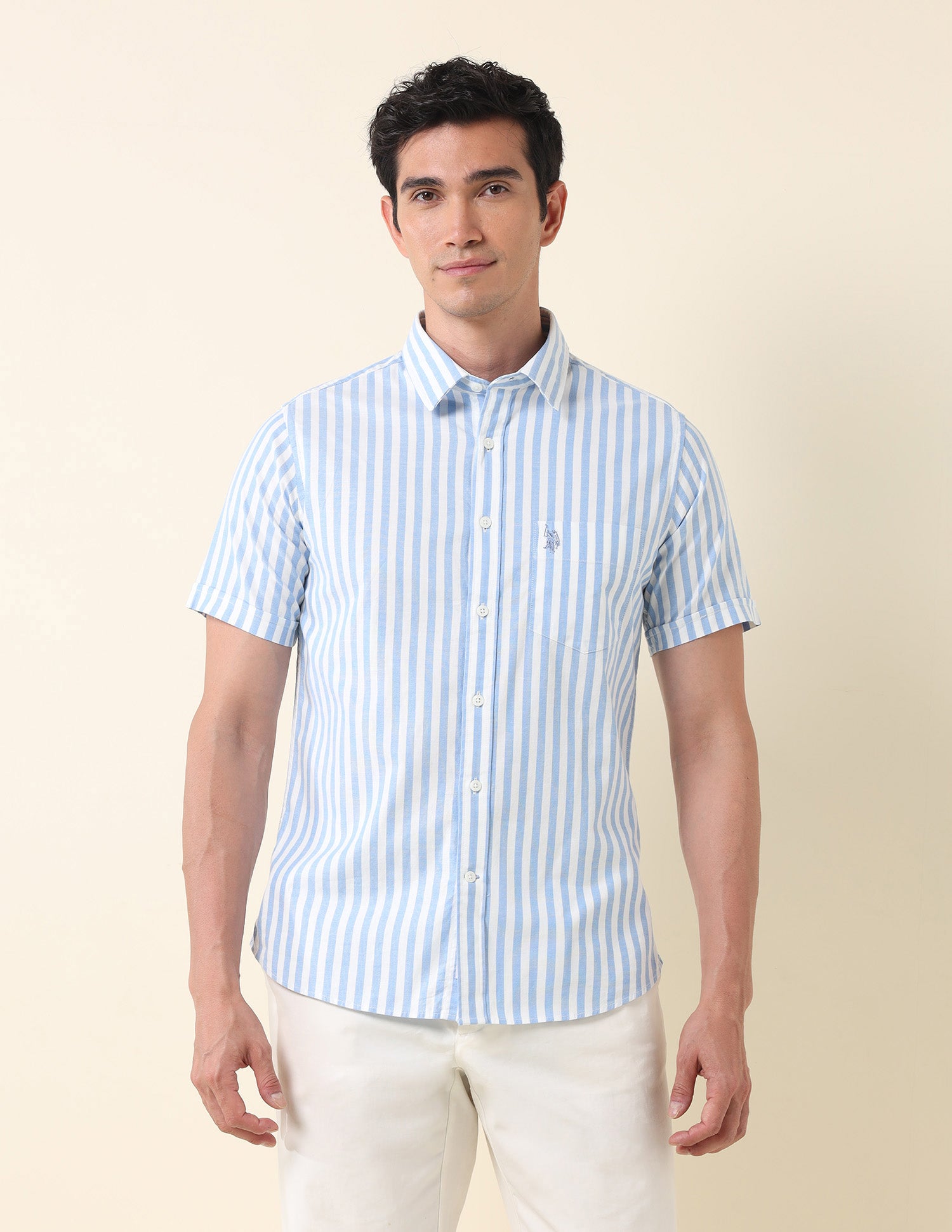 Tailored Fit Vertical Striped Shirt Blue - U.S. Polo Assn. India | Large