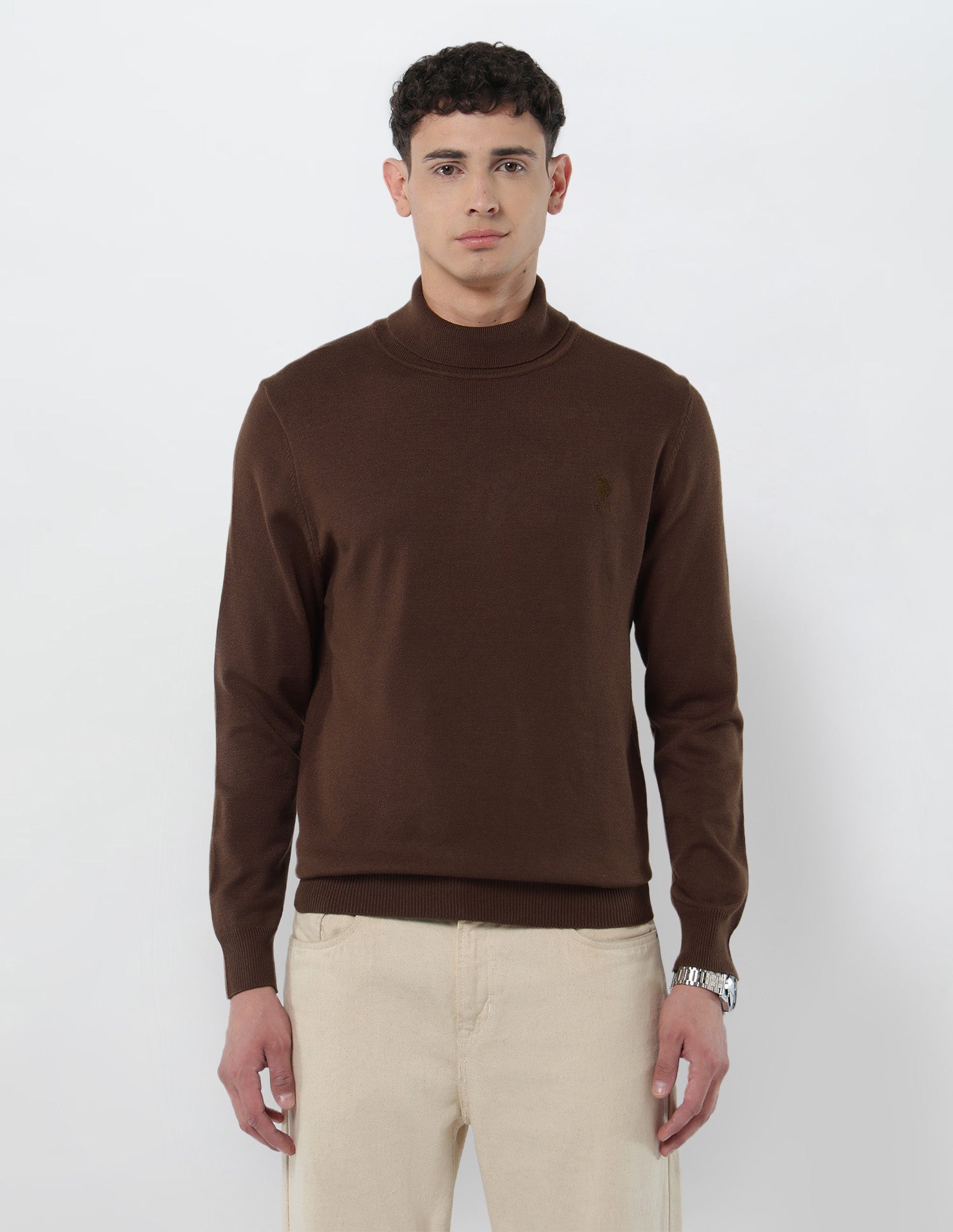 Turtleneck Regular Fit Sweater Dark Brown - U.S. POLO ASSN. | Large