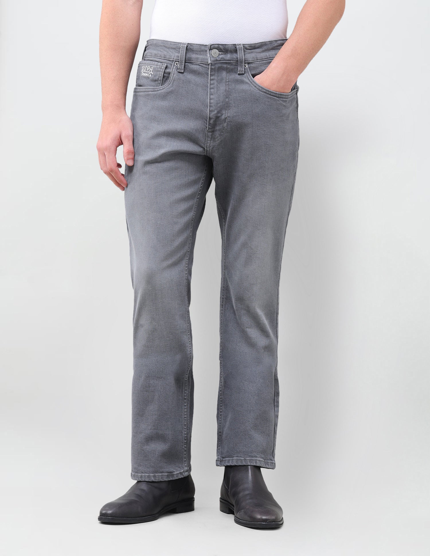 Connor Bootcut Fit Grey Jeans Grey - U.S. Polo Assn. India | Large