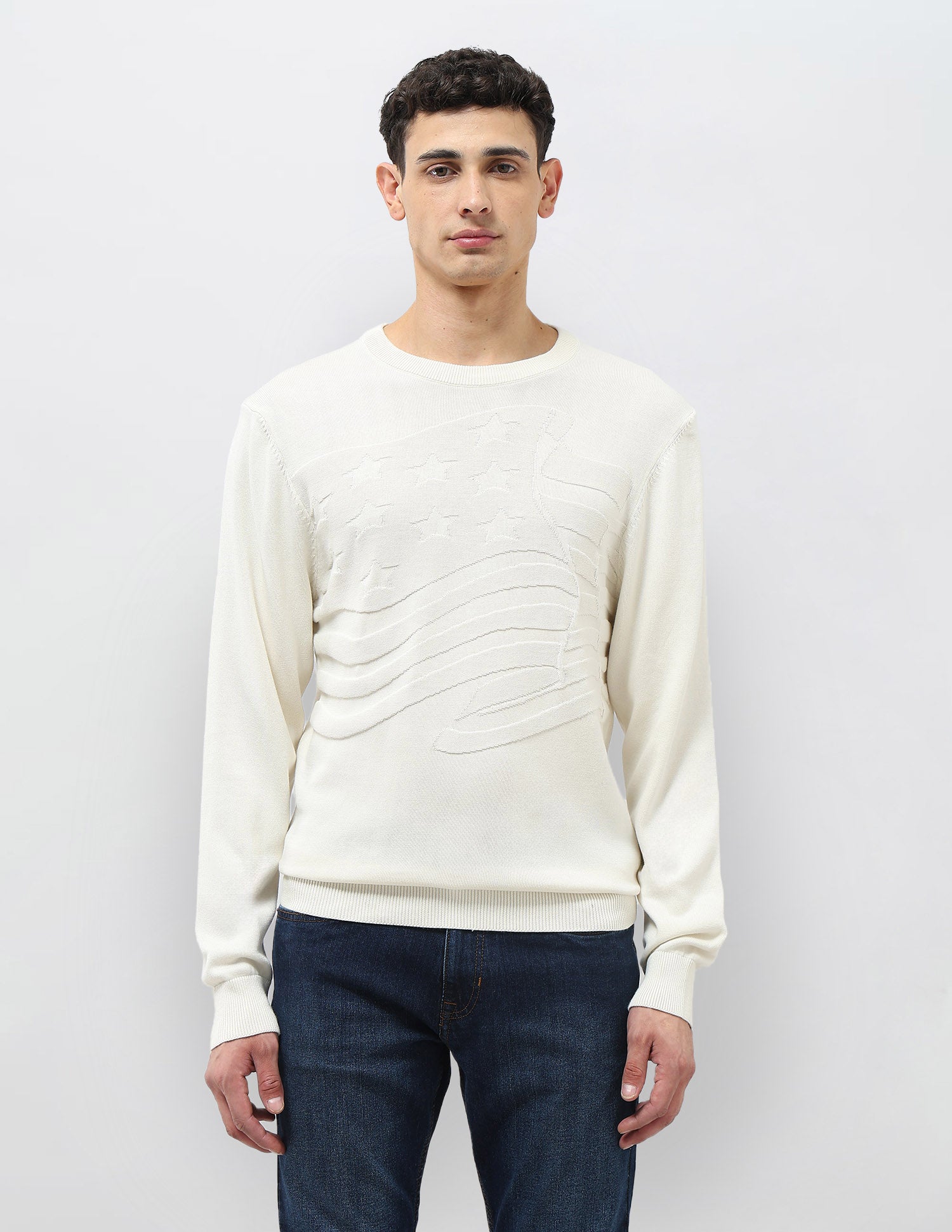 Textured Regular Fit Sweater Ivory - U.S. POLO ASSN. | Large