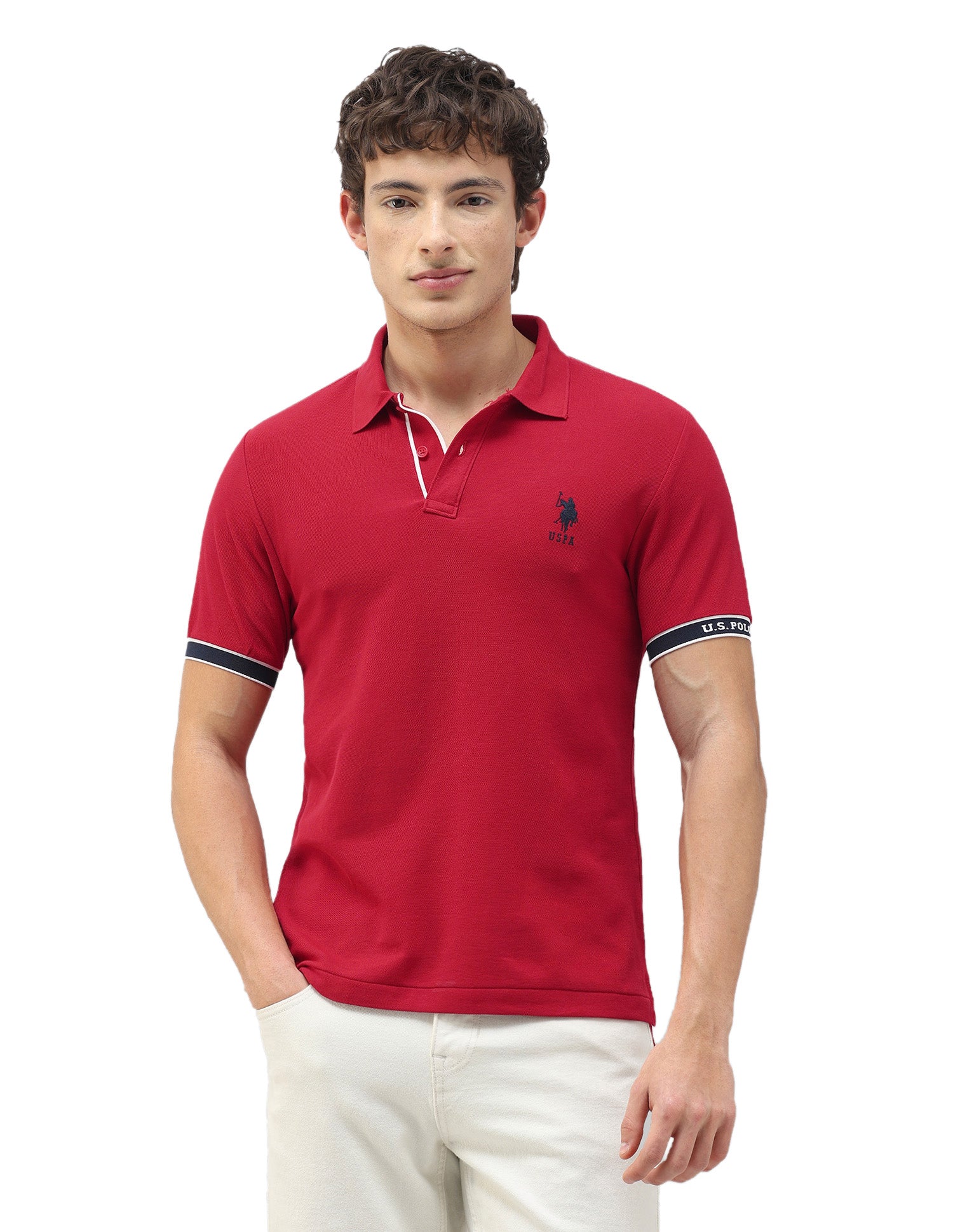 New Port Marina Solid Polo Shirt Red - U.S. Polo Assn. India | Large
