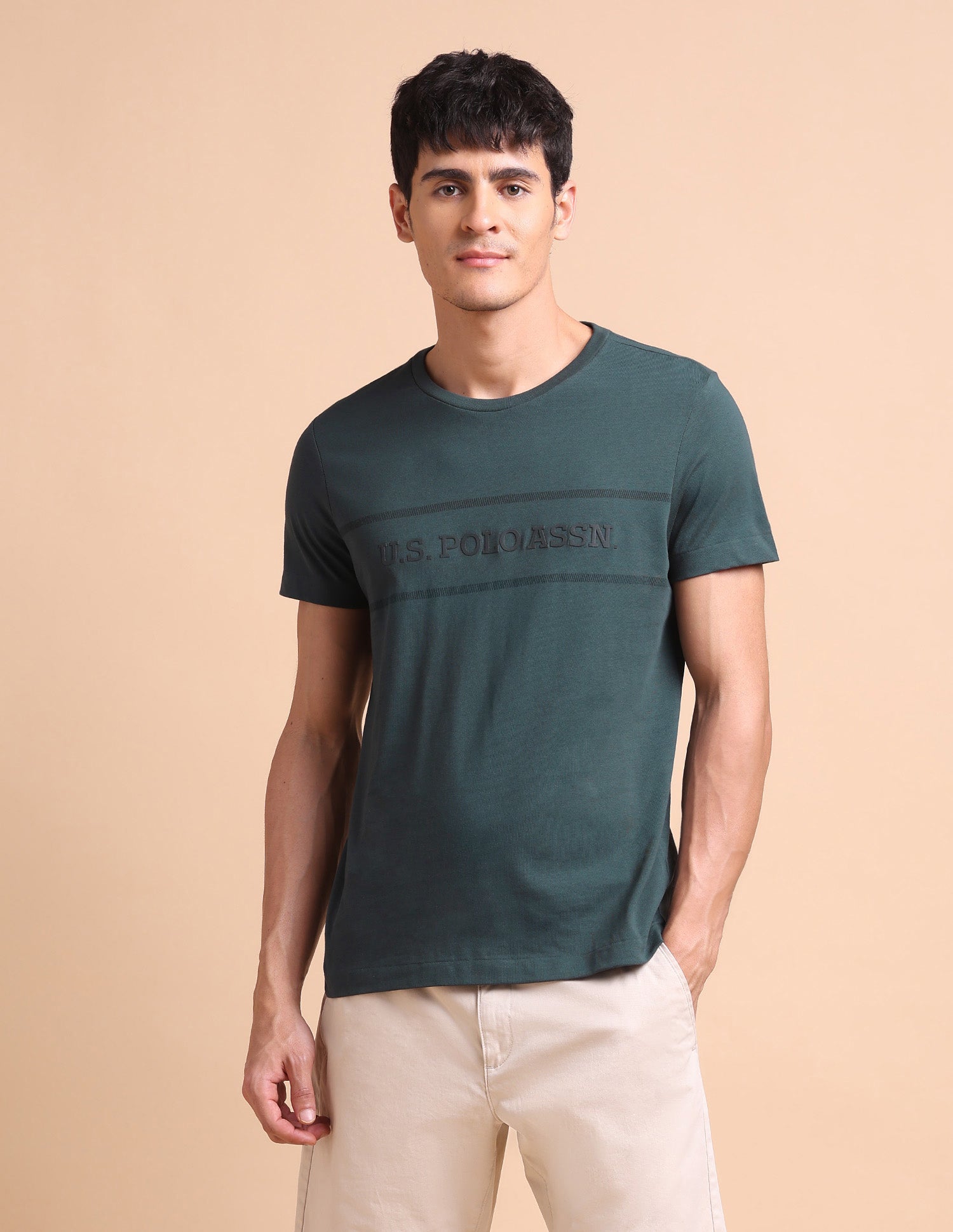 Brand Embossed Slim Fit T-Shirt Olive - U.S. POLO ASSN. | Large