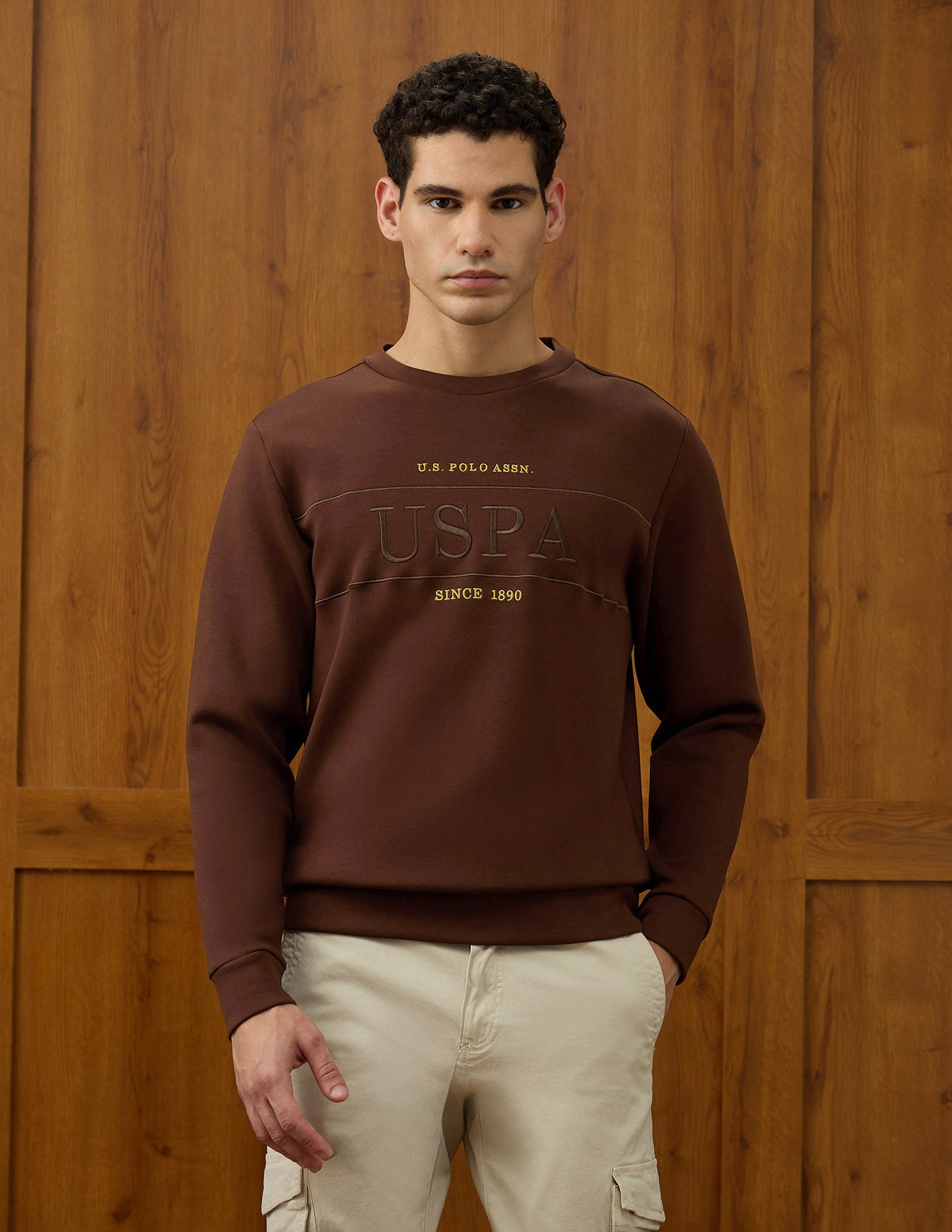 Brand Embroidered Equestrian Aisle Theater Sweatshirt Dark Brown - U.S. POLO ASSN. | Large