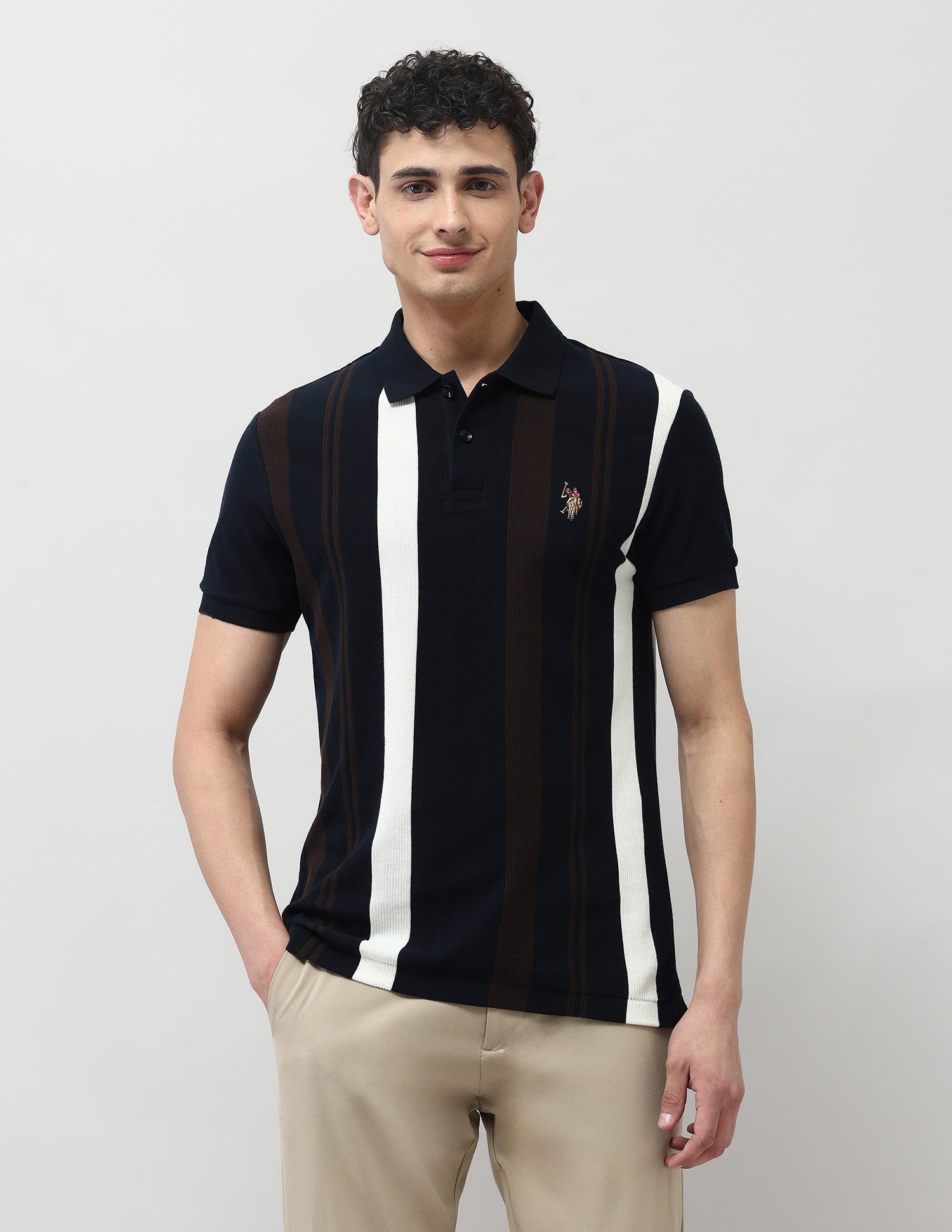 Vertical Striped Regular Fit Polo Shirt Navy - U.S. Polo Assn. India | Large