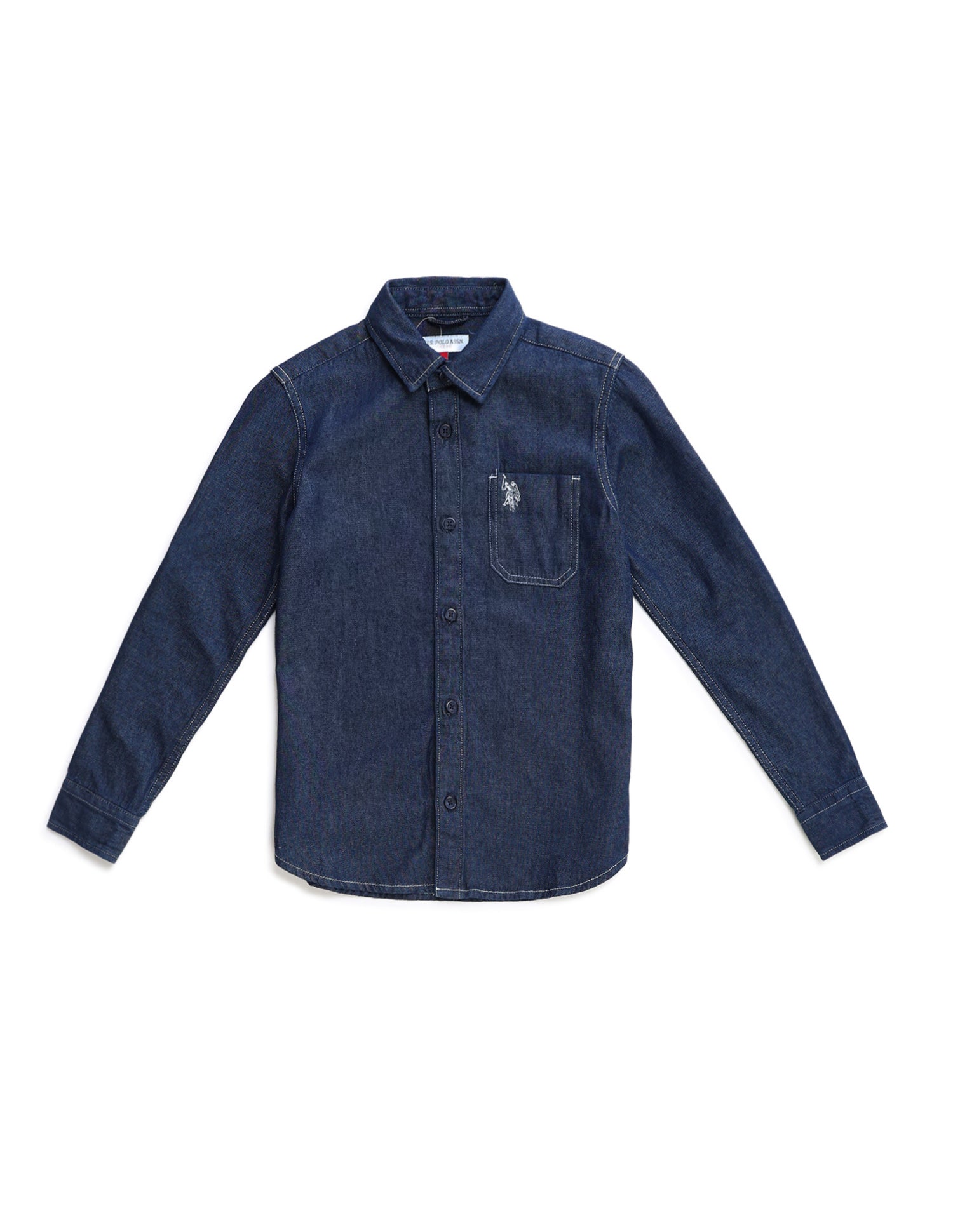 Boys Regular Fit Regular Weave Solid Shirt Dark Indigo - U.S. Polo Assn. India | Large