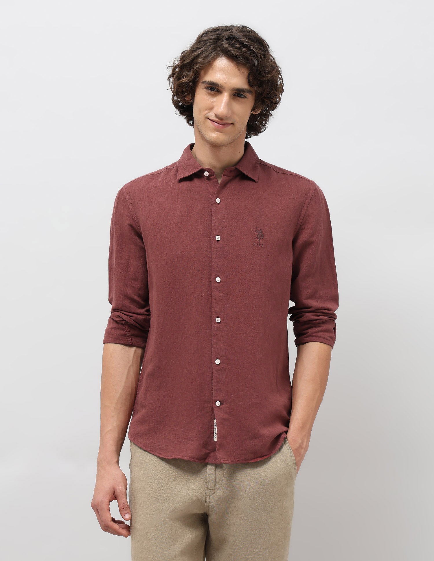 Solid Regular Fit Shirt Rust - U.S. Polo Assn. India | Large