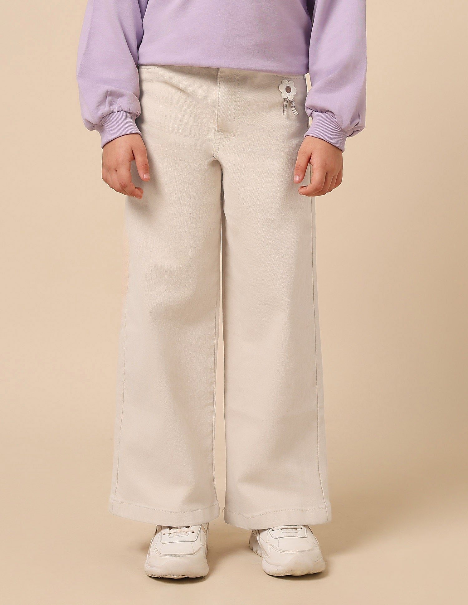 Girls Wide Leg Fit Mid Rise Jeans Sea Salt - U.S. POLO ASSN. | Large