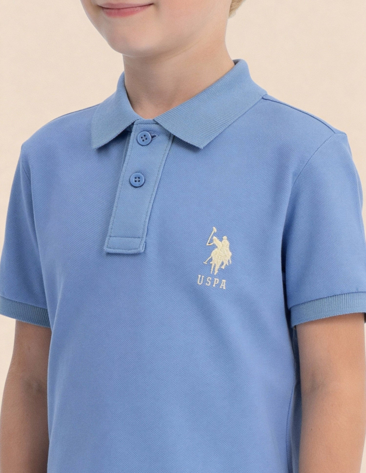 Boys Solid Regular Fit Polo Shirt Blue - U.S. Polo Assn. India | Large