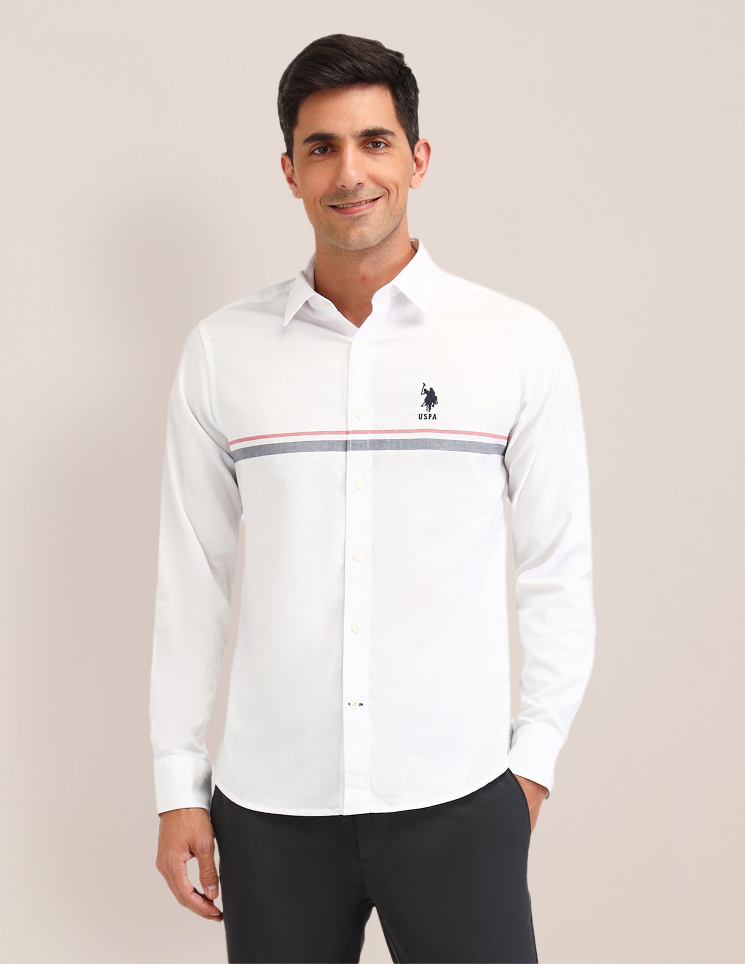 Horizontal Striped Regular Fit Shirt White - U.S. POLO ASSN. | Large
