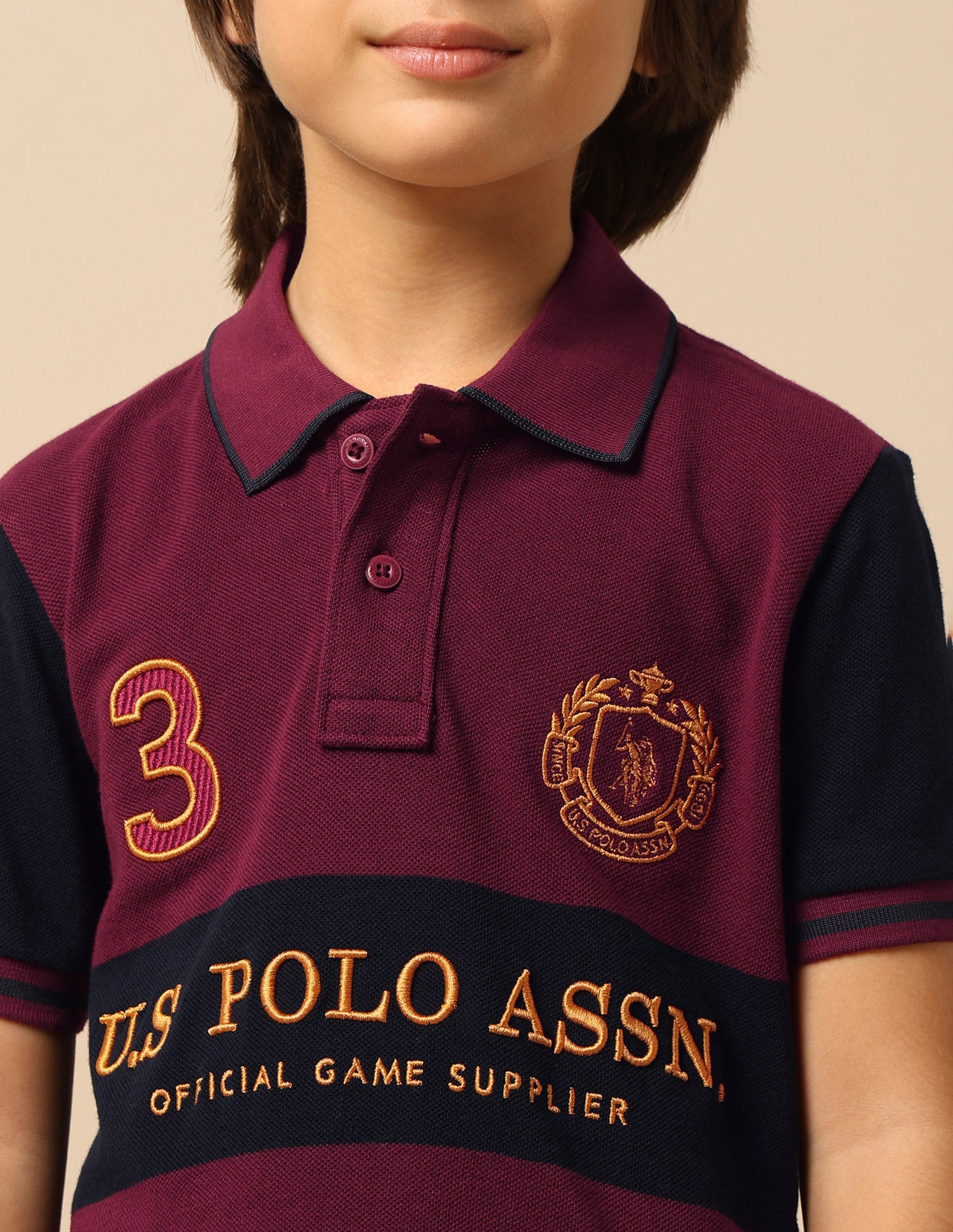 Boys Brand Embroidered Regular Fit Polo Shirt Maroon - U.S. POLO ASSN. | Large