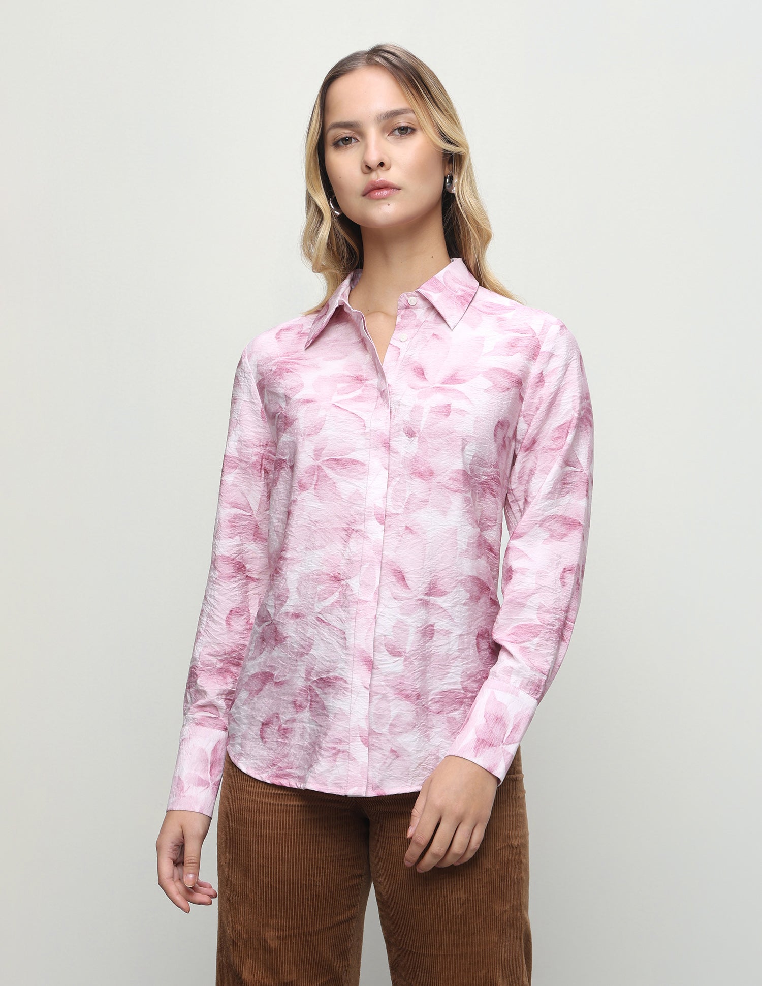 Floral Printed Regular Fit Shirt Pink - U.S. Polo Assn. India | Large