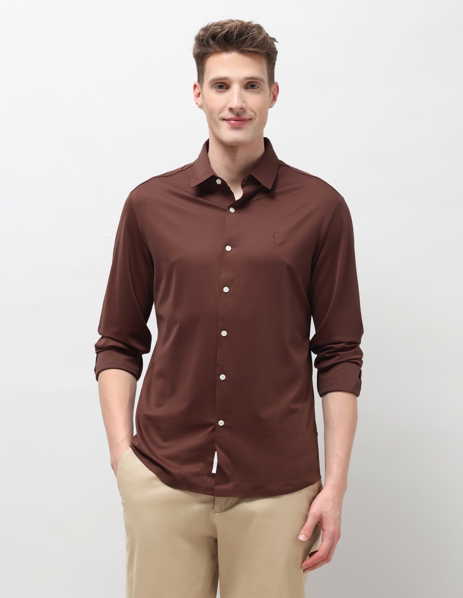 Solid Knitted Shirt Maroon - U.S. Polo Assn. India | Large