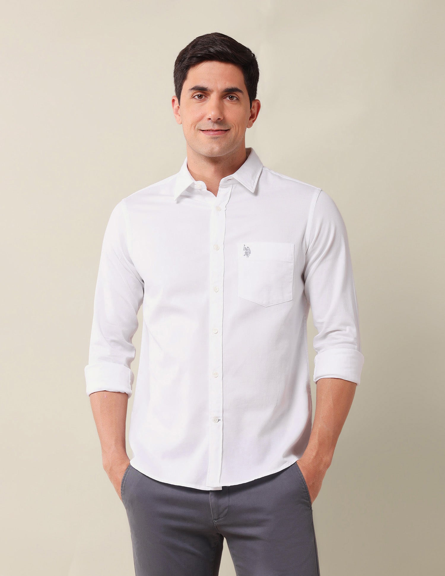 Solid Tailored Fit Shirt White - U.S. Polo Assn. India | Large