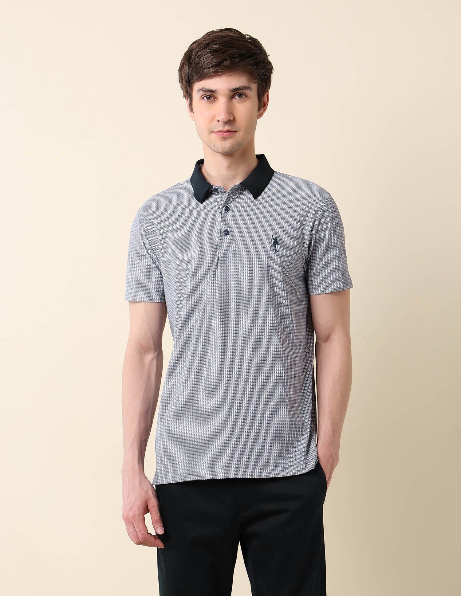 All-Over Printed Classic Polo Shirt Off White - U.S. Polo Assn. India | Large