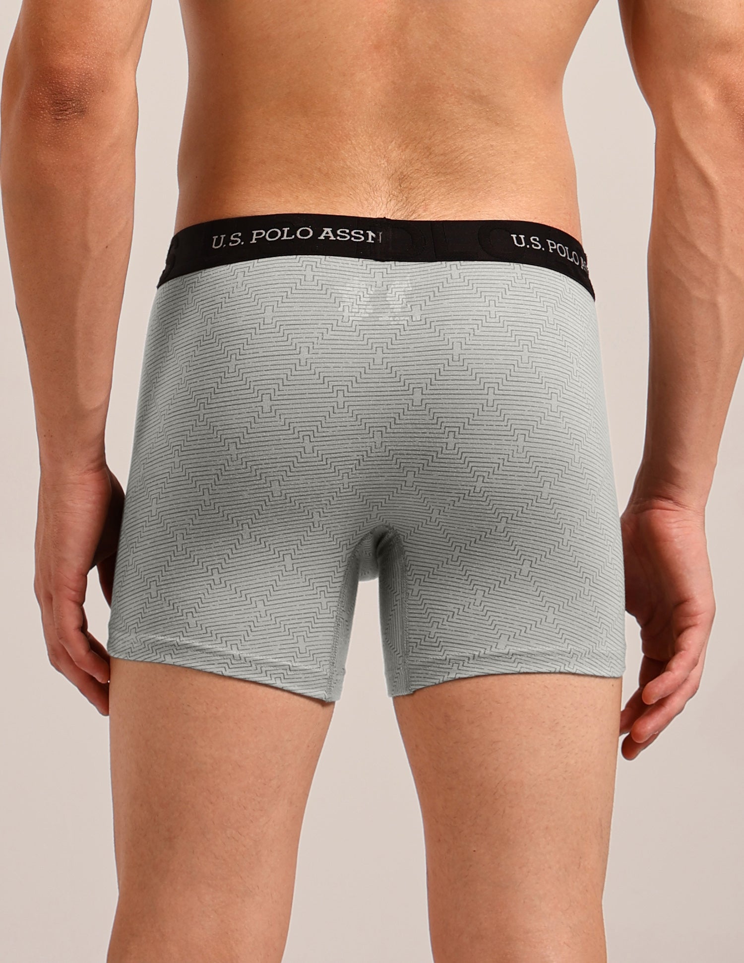 Printed Cotton Stretch Essential OET22 Long Trunk - Pack Of 2 Back/ Flint Grey - U.S. Polo Assn. India | Large