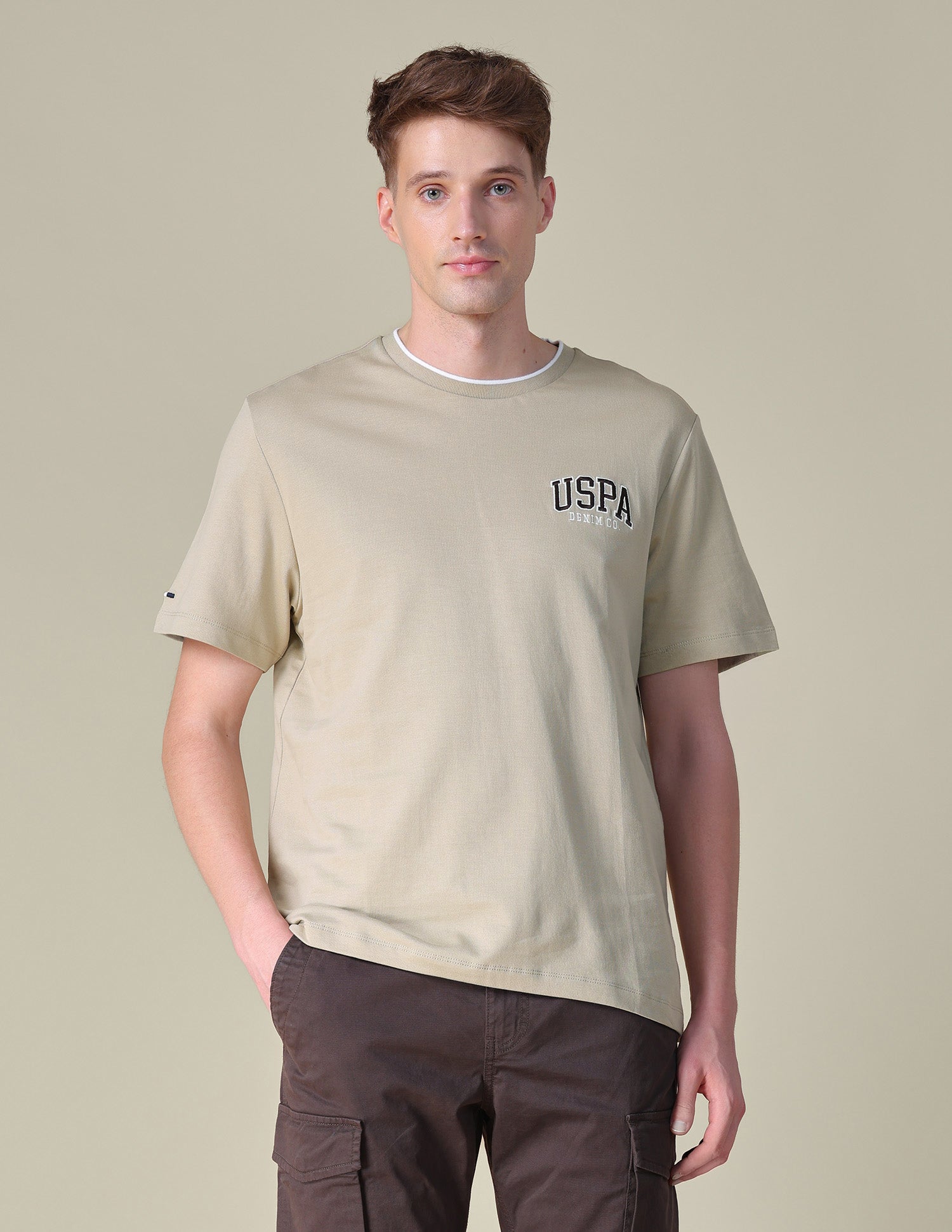 Solid Relaxed Fit T-Shirt Beige - U.S. POLO ASSN. | Large