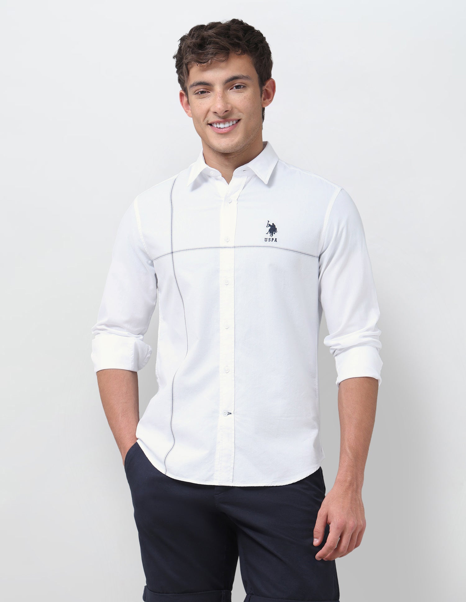 Solid Regular Fit Shirt White - U.S. Polo Assn. India | Large