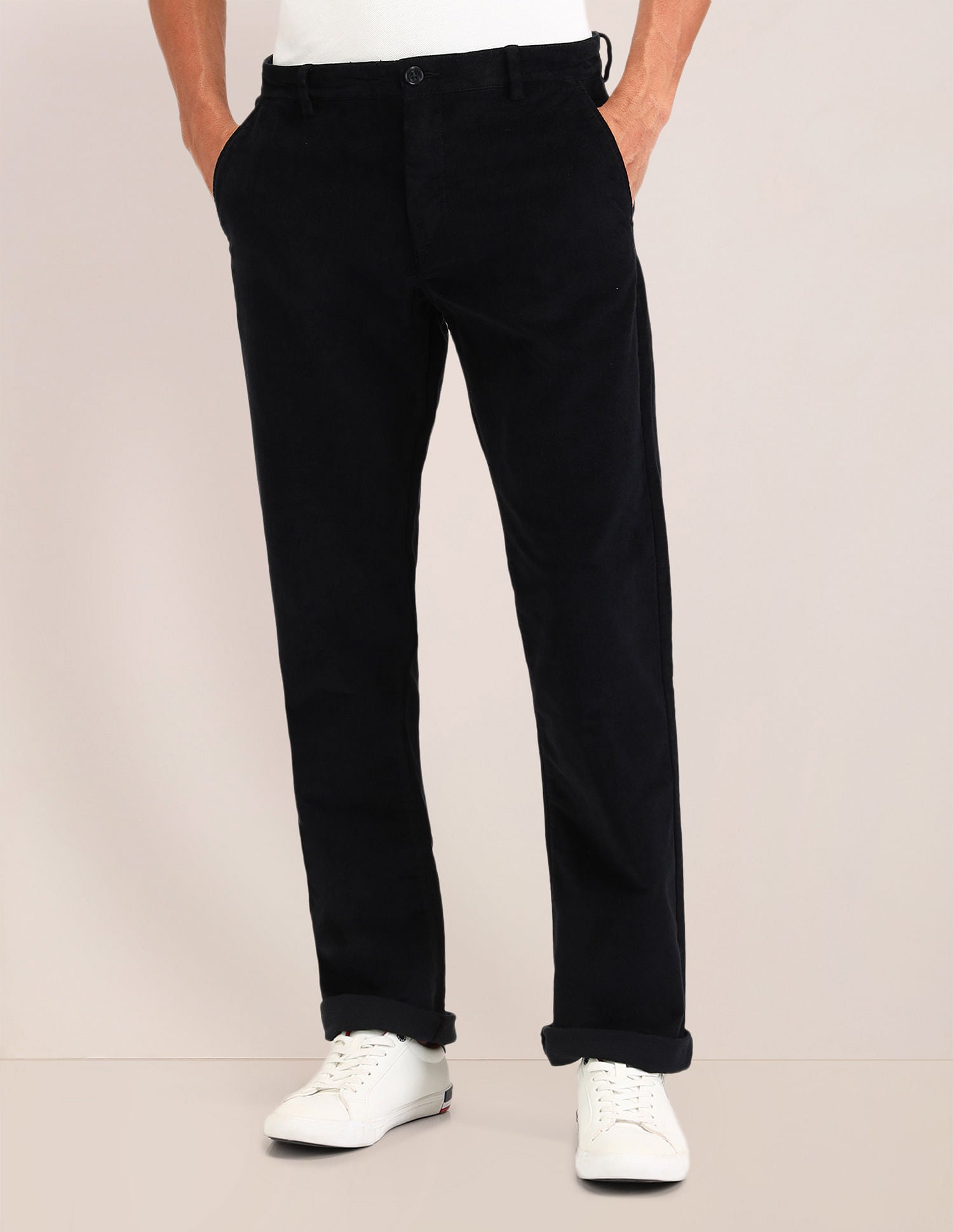 Riley Straight Fit Corduroy Trousers Black - U.S. Polo Assn. India | Large