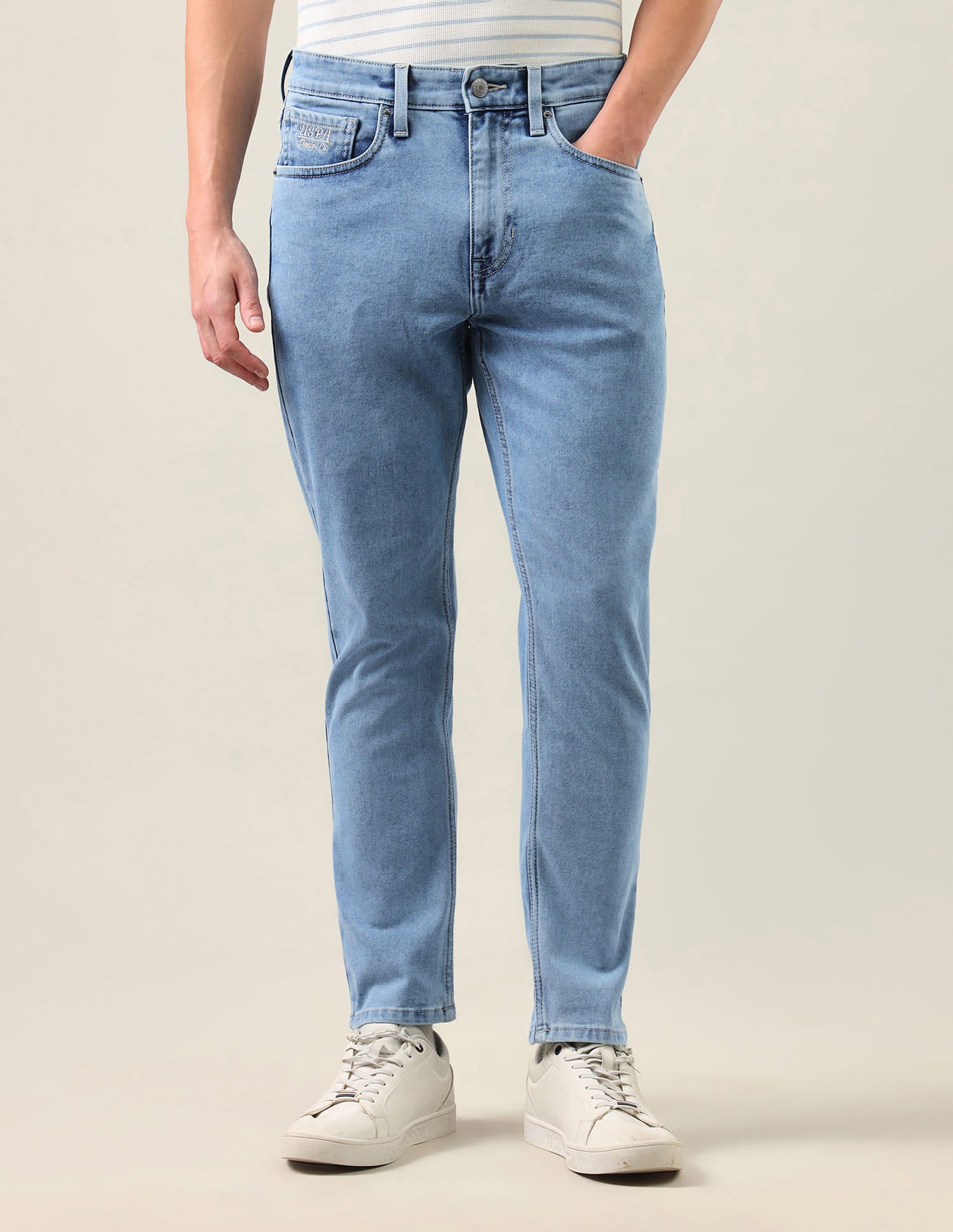 Cole Comfort Cropped Fit Blue Jeans Blue - U.S. Polo Assn. India | Large