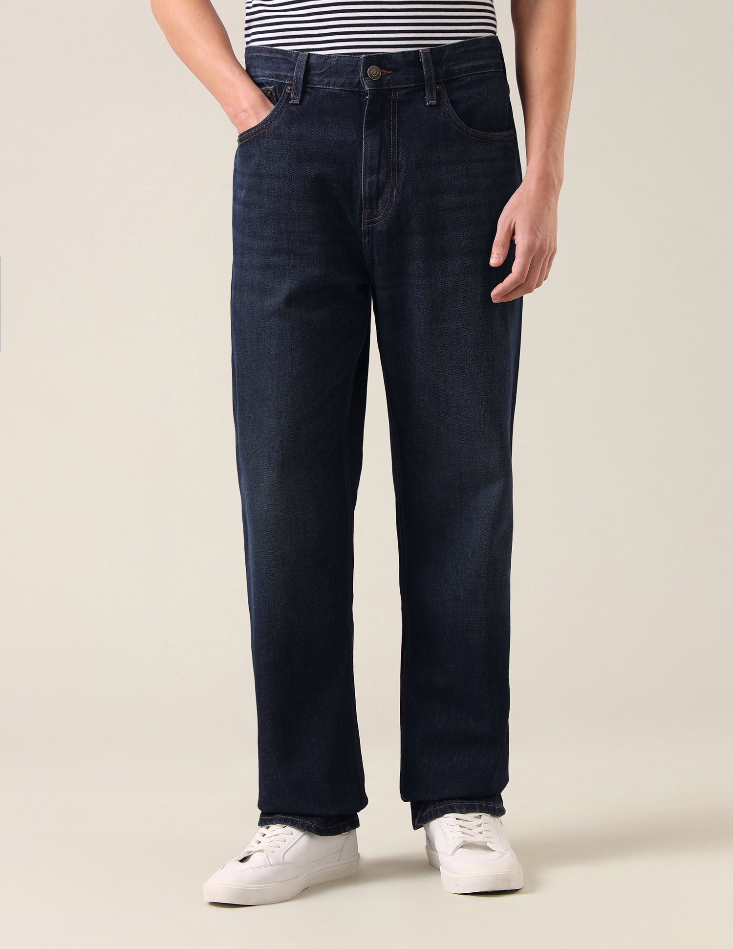 Logan Loose Straight Fit Whiskered Jeans Rinse Blue - U.S. Polo Assn. India | Large