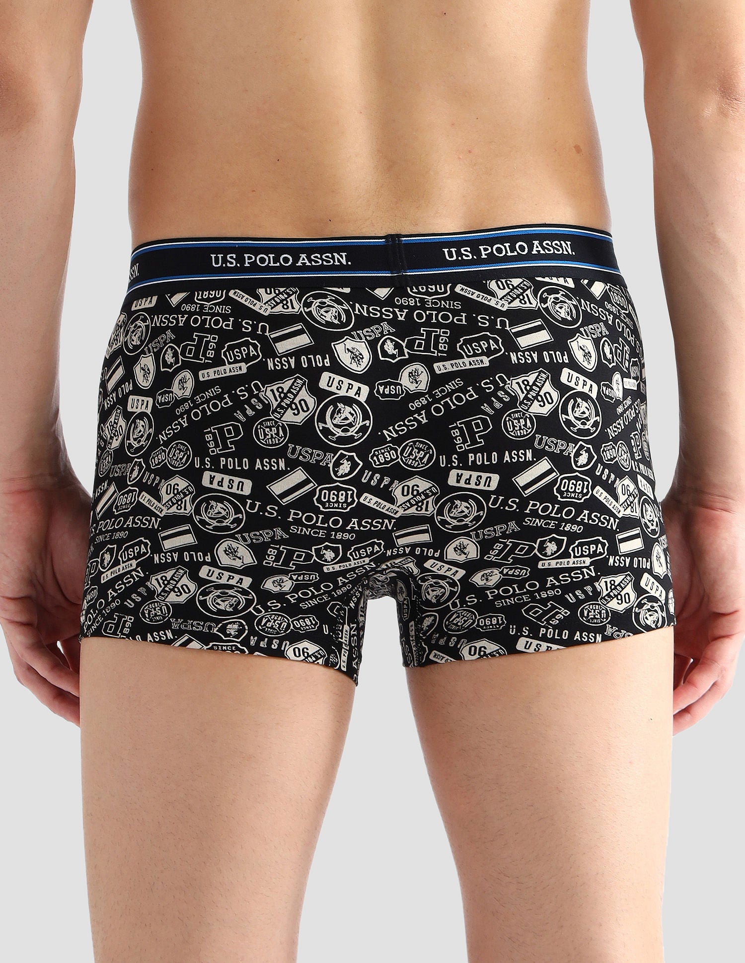 Elasticized Waist Printed I616 Trunks - Pack Of 2 Black and Navy - U.S. POLO ASSN. | Large