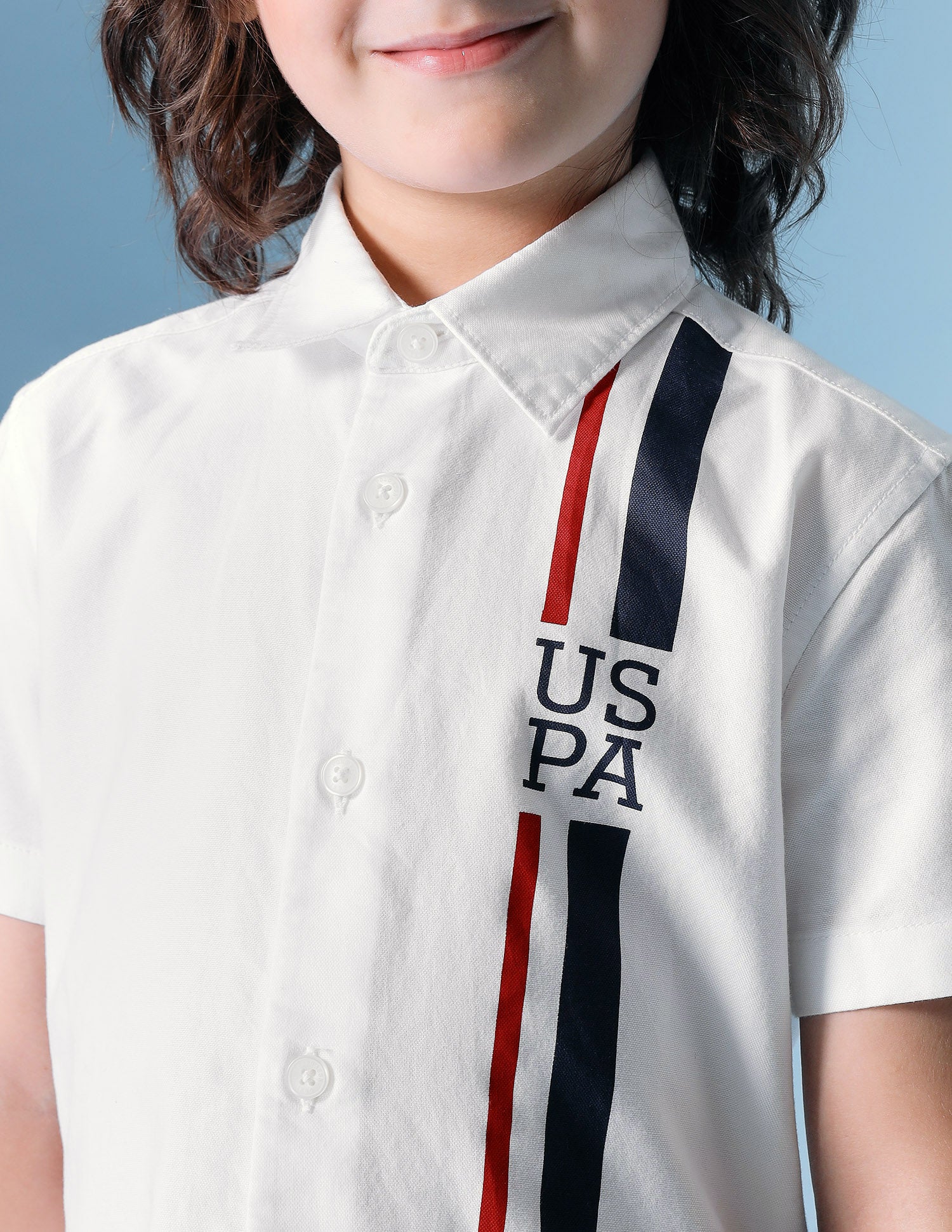 Boys Vertical Striped Oxford Shirt White - U.S. POLO ASSN. | Large