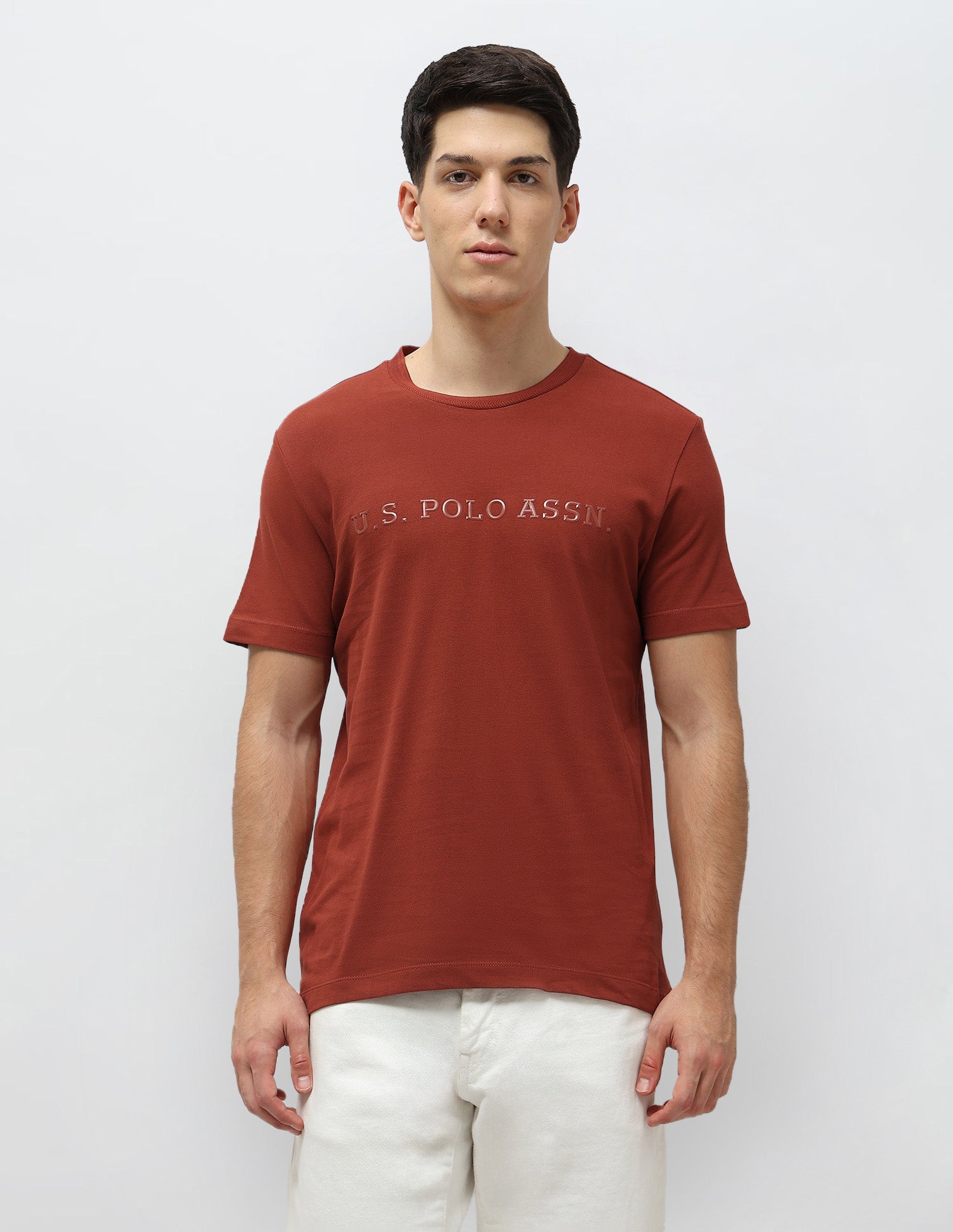 Brand Embossed Slim Fit T-Shirt Rust - U.S. POLO ASSN. | Large
