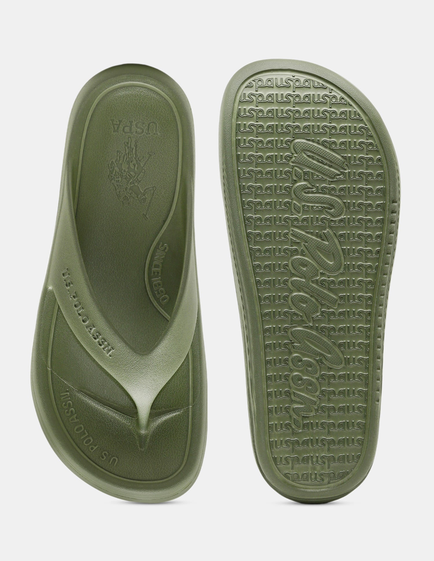 Men Cole V-Strap Flip Flops Olive - U.S. Polo Assn. India | Large