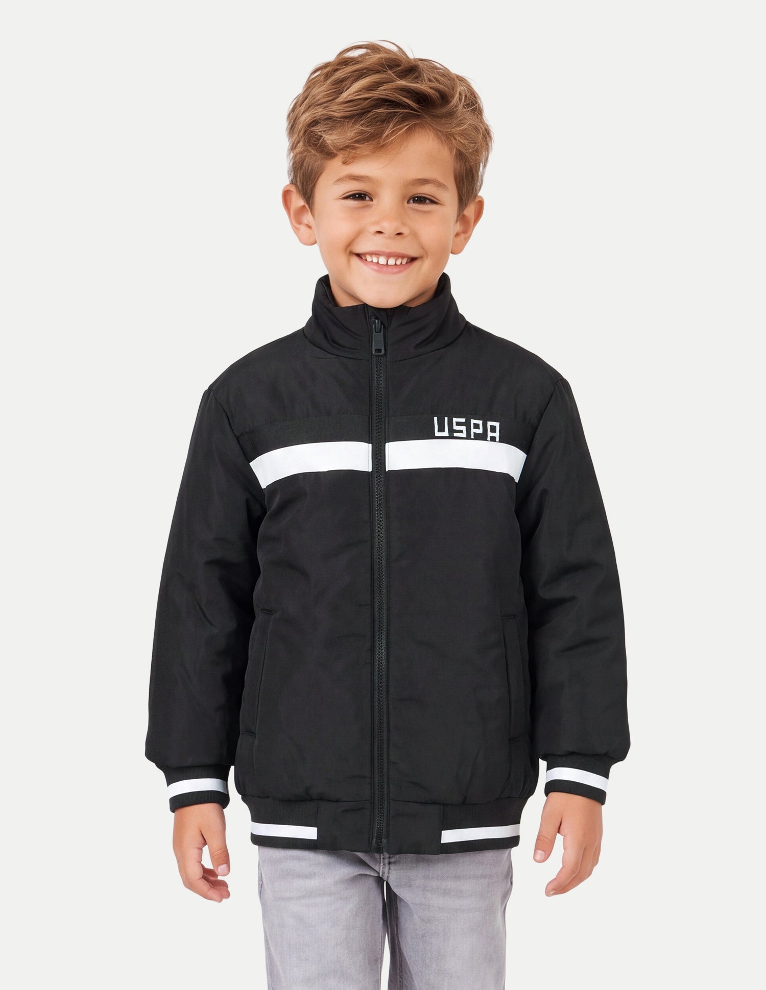Solid Regular Fit Jacket Black - U.S. Polo Assn. India | Large