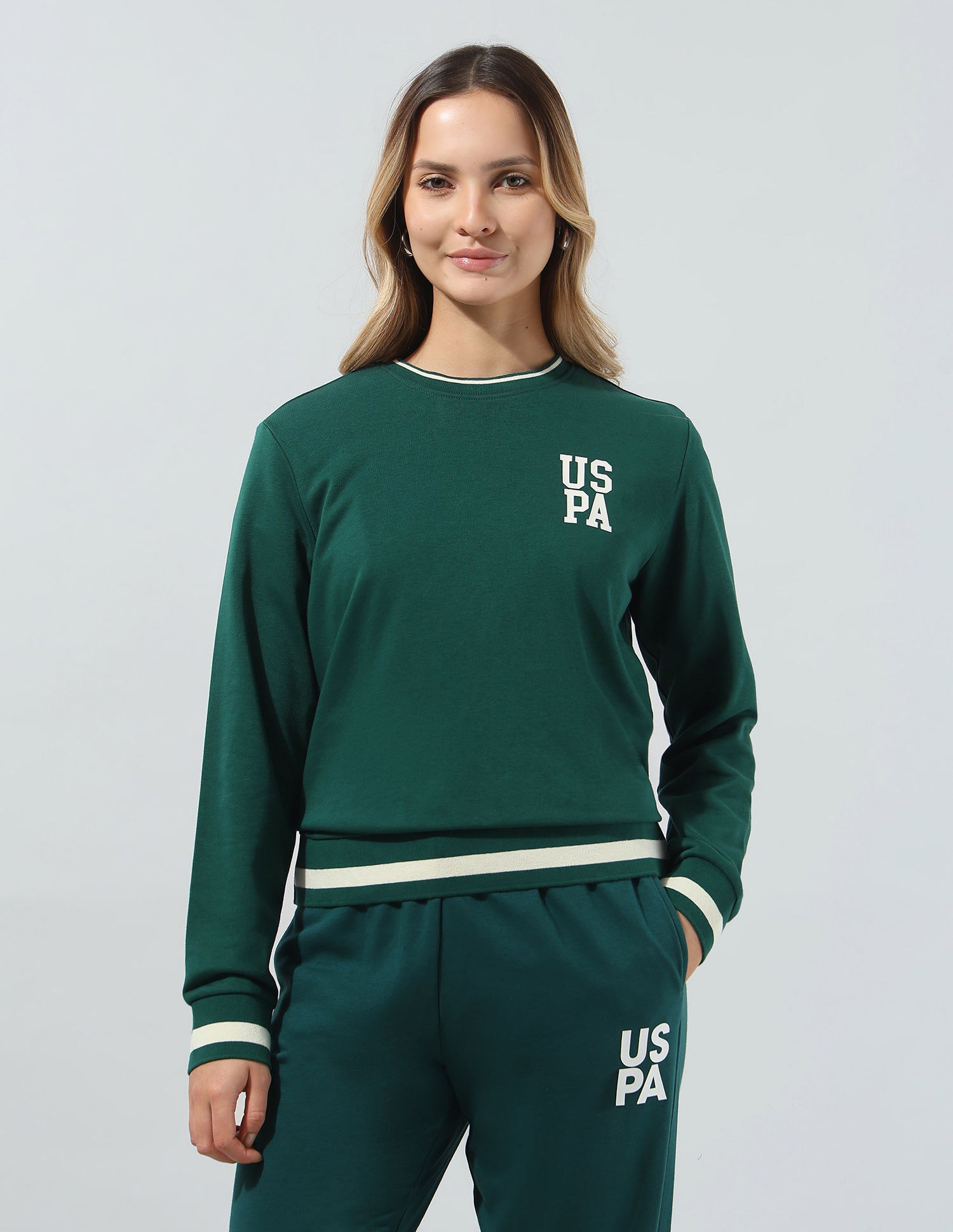 Solid Relaxed Fit Sweatshirt Dark Green - U.S. Polo Assn. India | Large