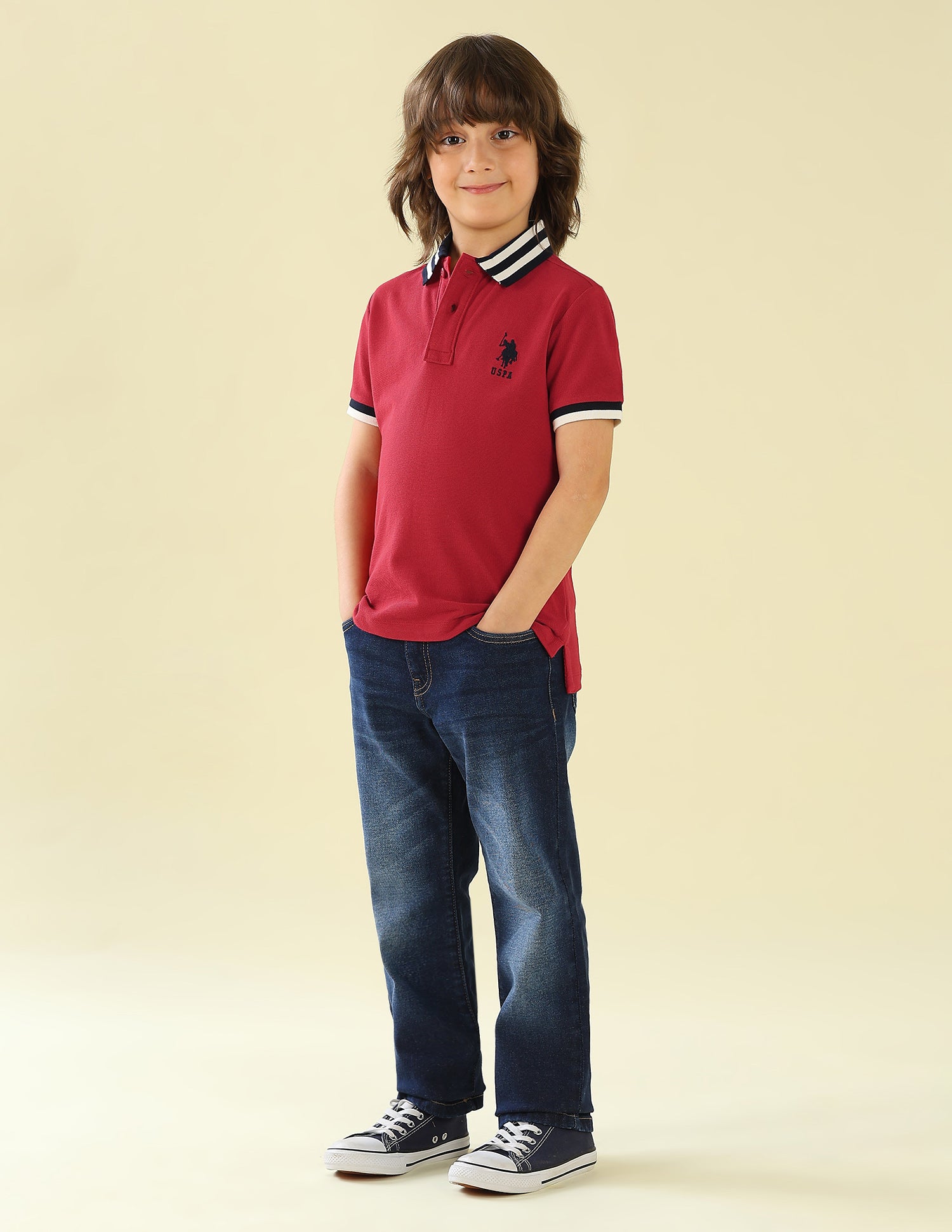 Solid Regular Fit Polo Shirt Red - U.S. Polo Assn. India | Large