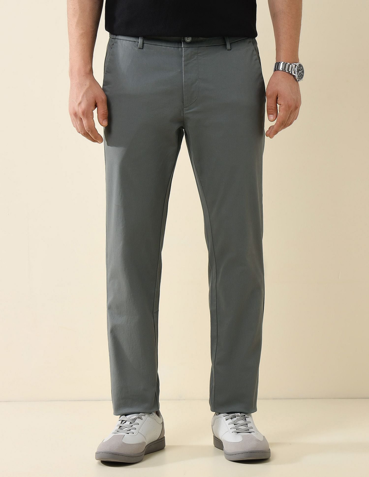 Elasticized Waist Super Slim Fit Trousers Light Grey - U.S. POLO ASSN. | Large