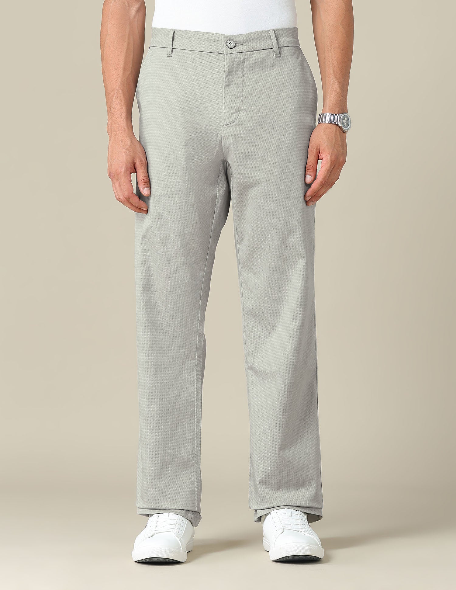 Riley Straight Fit Satin Trousers Stone - U.S. POLO ASSN. | Large