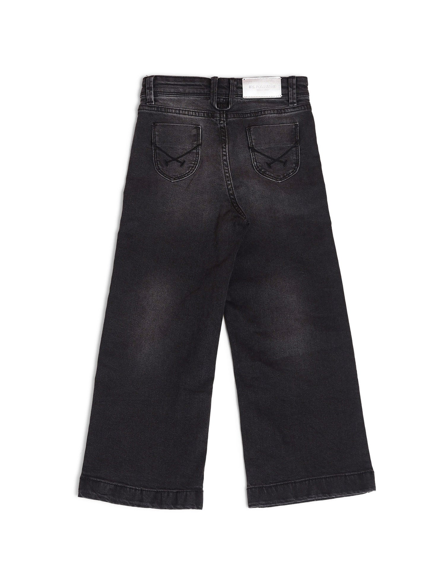 Girls Mid Rise Flared Fit Jeans Black - U.S. POLO ASSN. | Large