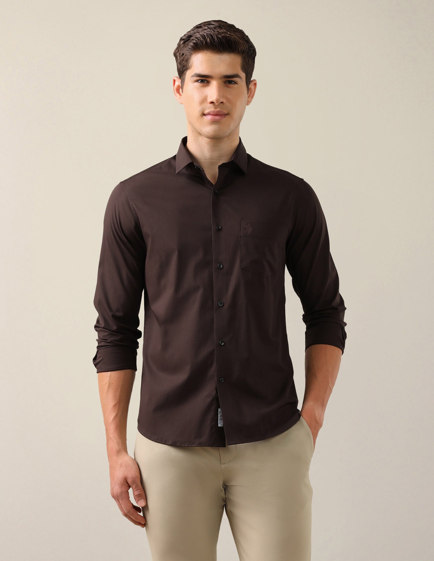 Solid Tailored Fit Shirt Choco - U.S. Polo Assn. India | Large