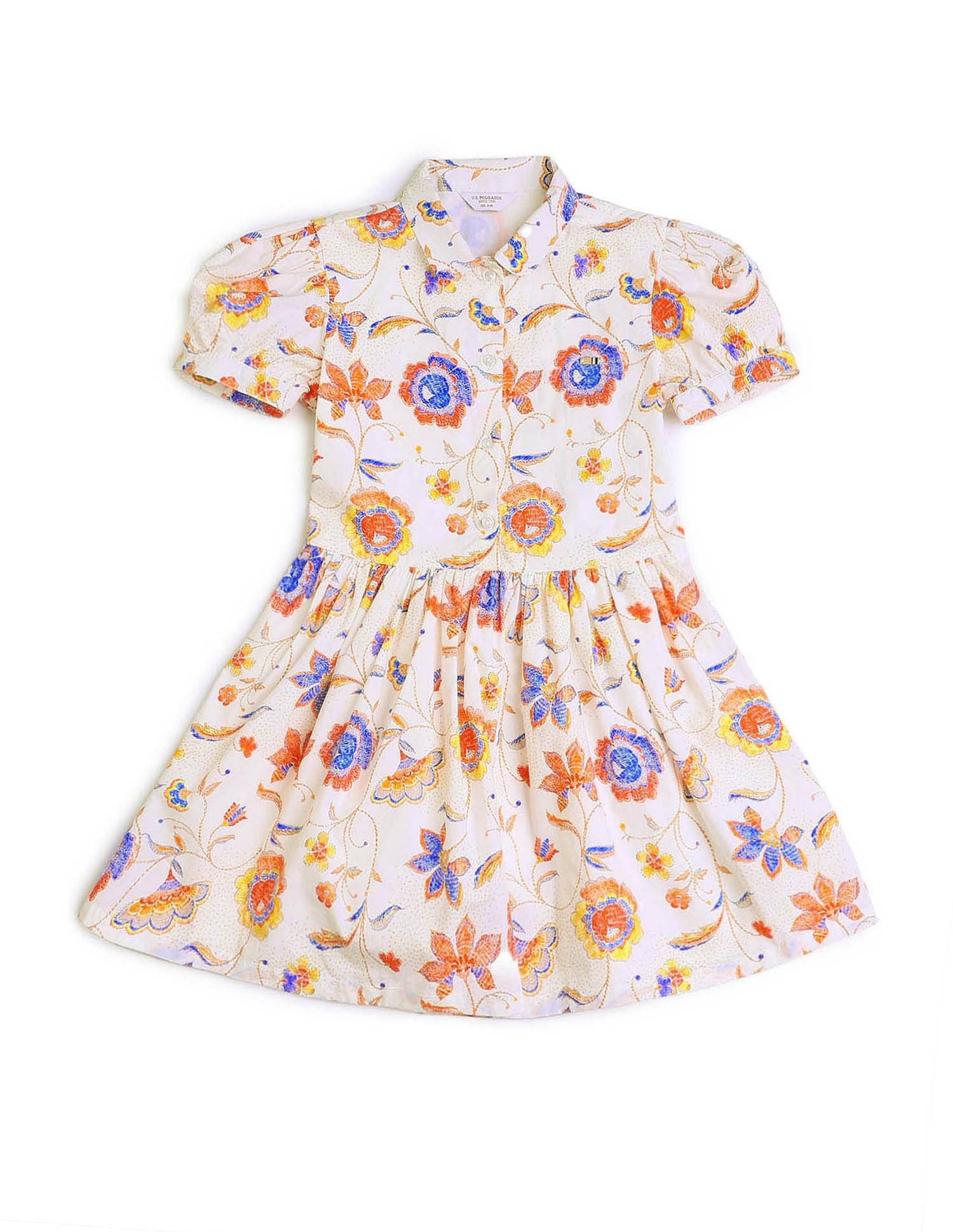 Girls Flare Printed Shirt Dress Multi Melange - U.S. POLO ASSN. | Large