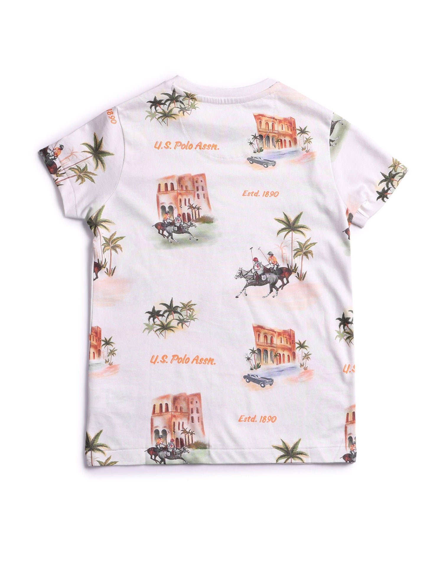 Boys Regular Fit All Over Printed T-Shirt White - U.S. POLO ASSN. | Large