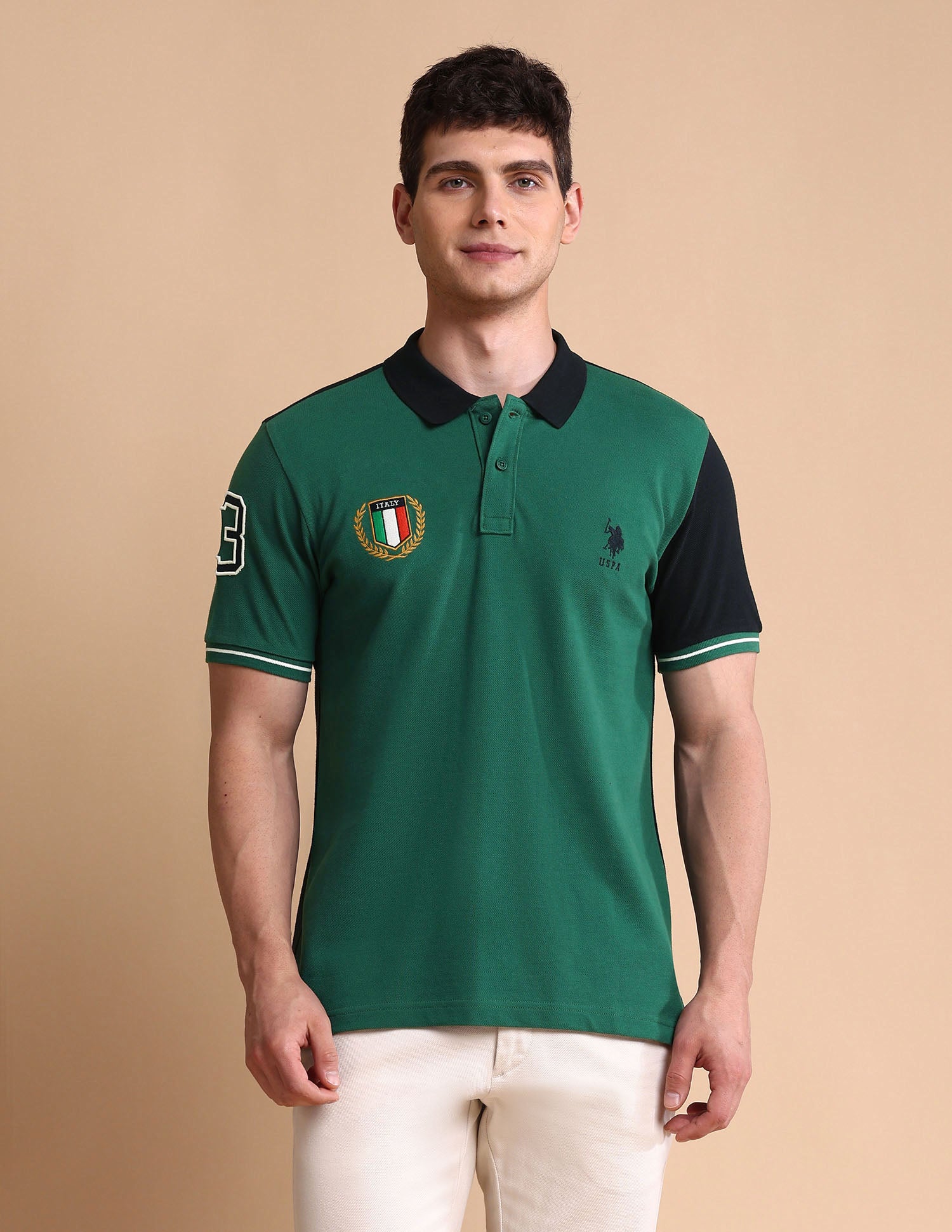 Slim Fit Iconic Number Polo Shirt Green - U.S. POLO ASSN. | Large