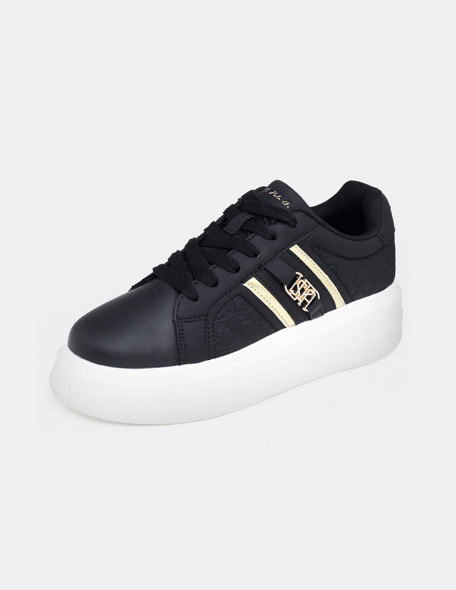 Women Elowen Brand Embossed Sneakers Black - U.S. Polo Assn. India | Large