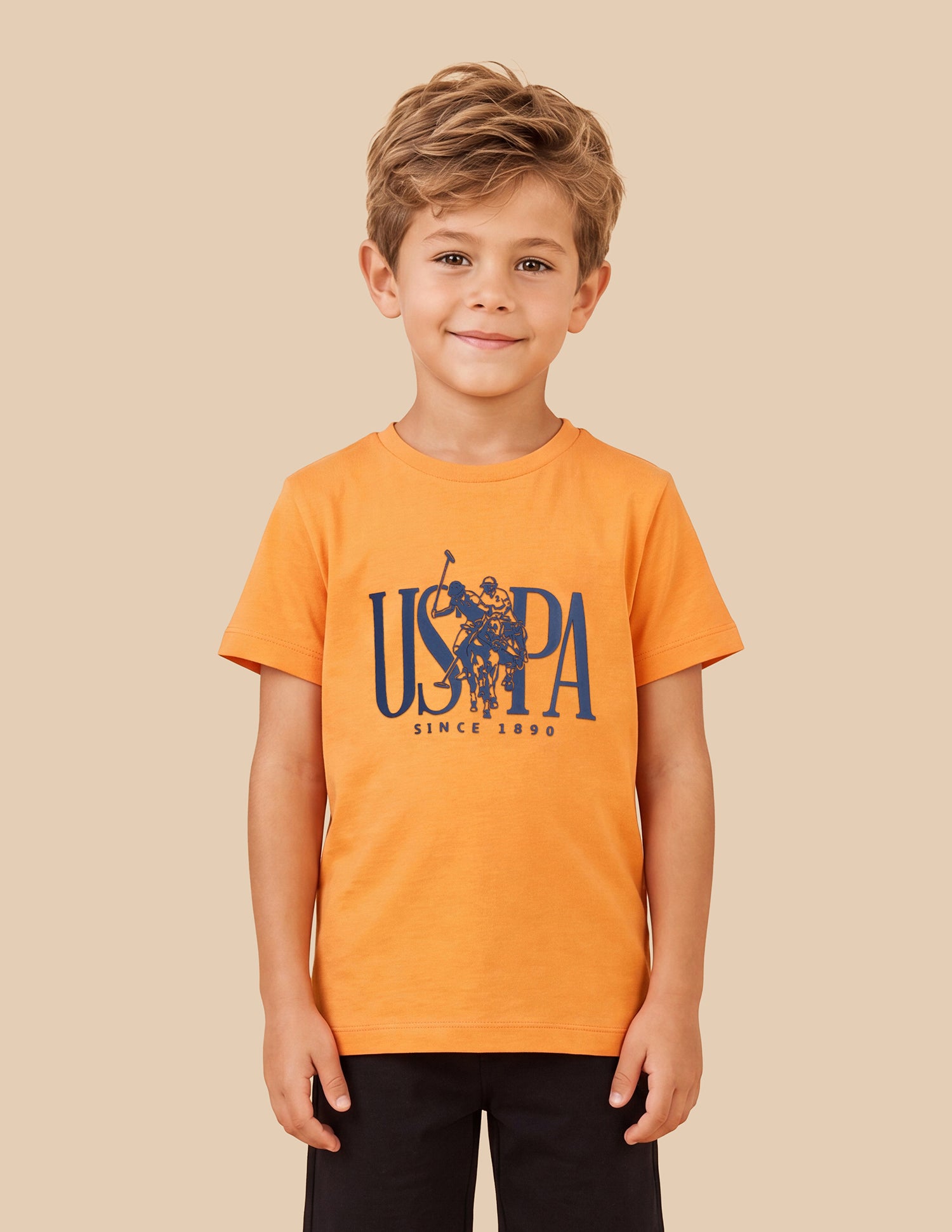 Brand Printed Regular Fit T-Shirt Light Orange - U.S. Polo Assn. India | Large