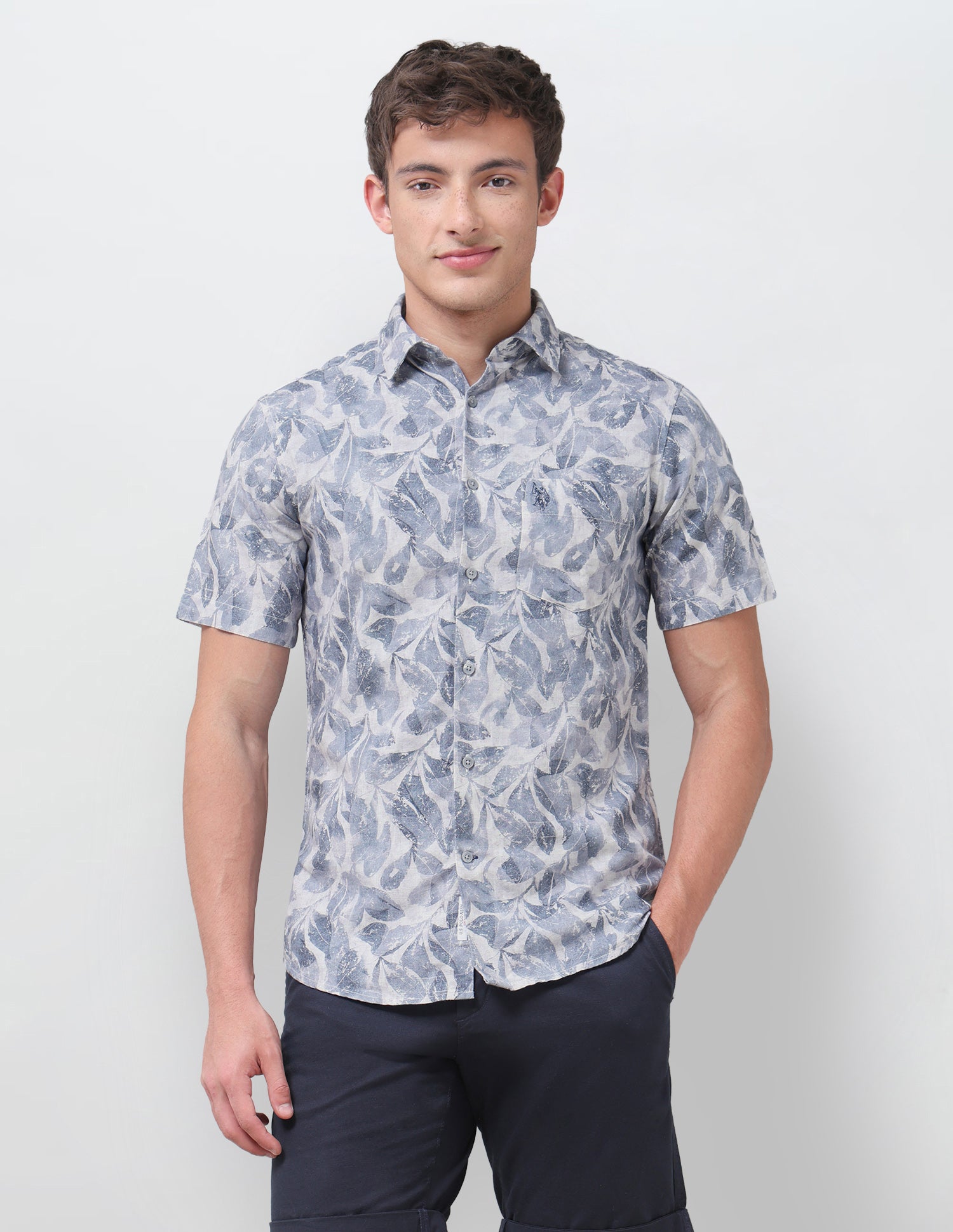 Tropical Printed Regular Fit Shirt Dark Navy - U.S. Polo Assn. India | Large