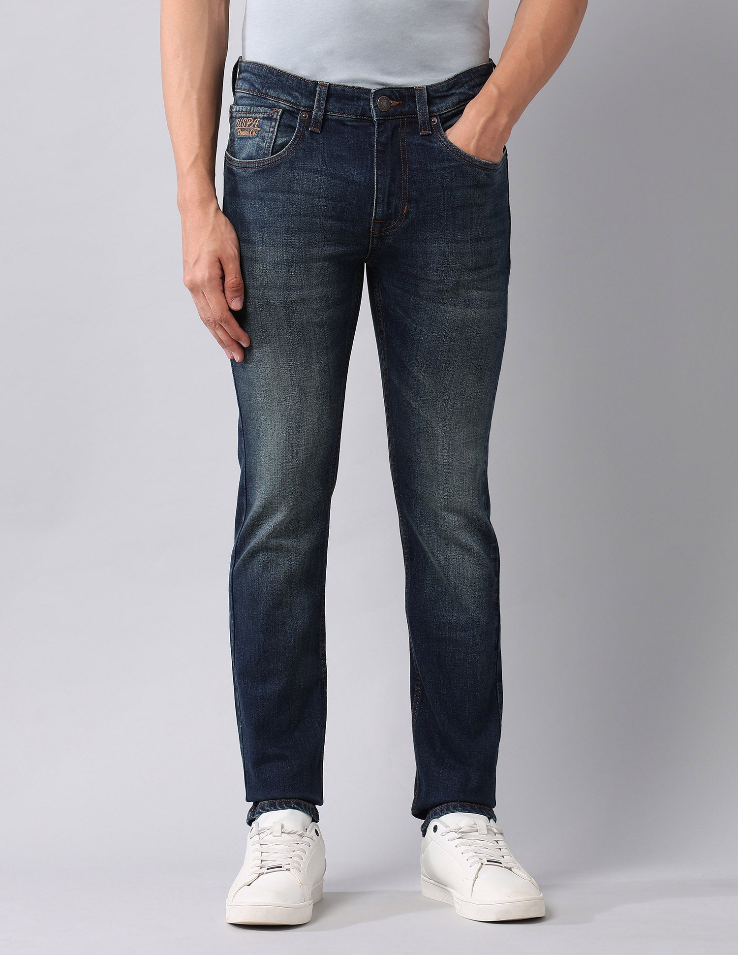 Regallo Skinny Fit Blue Jeans Mid Wash - U.S. Polo Assn. India | Large
