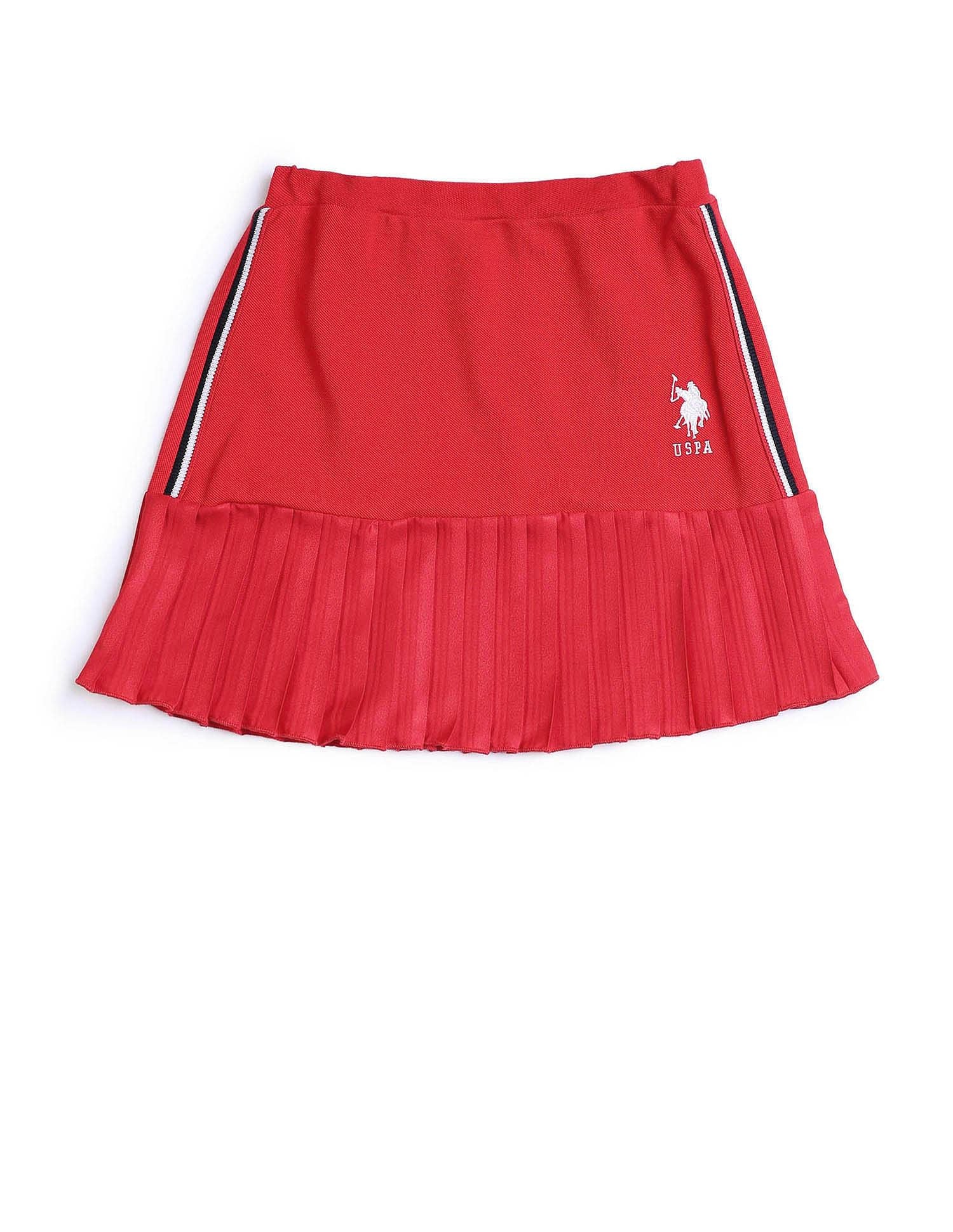 Girls High-Waist Pleasted A-Line Skirt Red - U.S. POLO ASSN. | Large