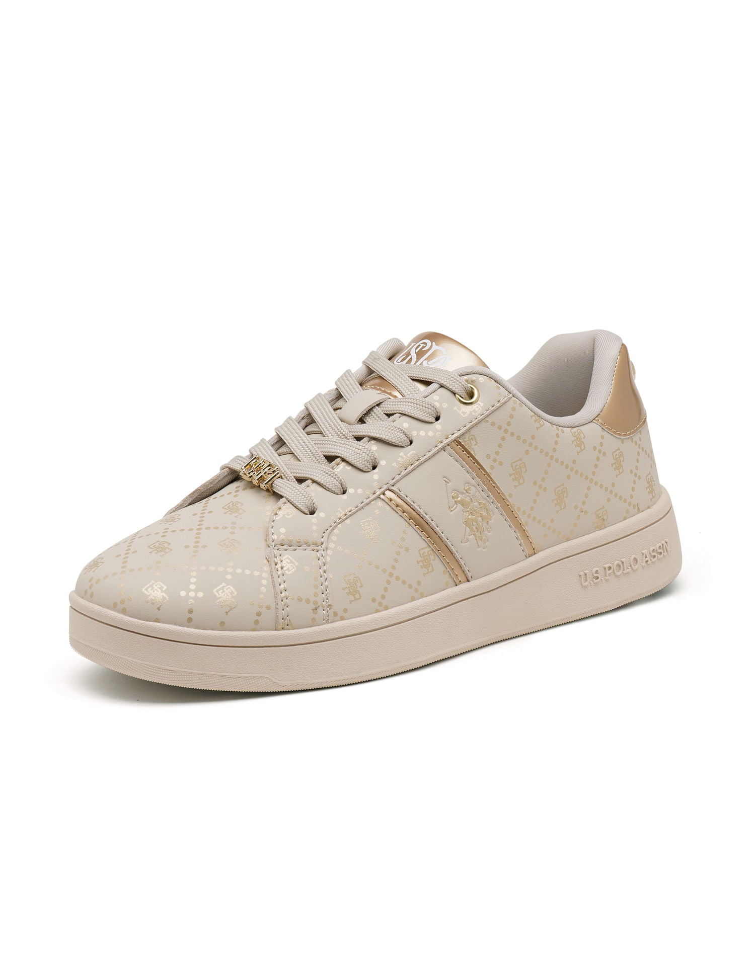 Women Brand Print Harriet Sneakers Beige - U.S. POLO ASSN. | Large
