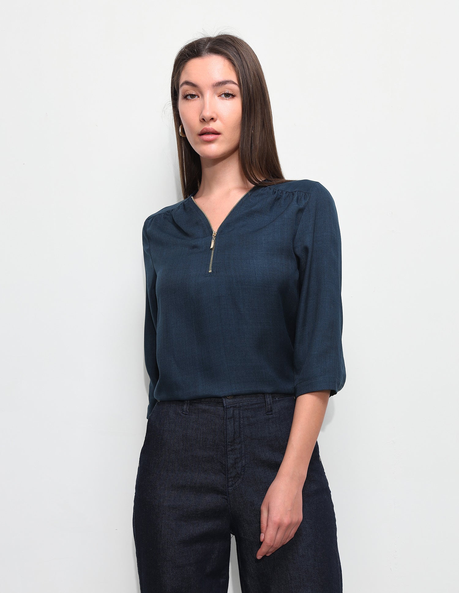 Solid Regular Fit Zipper Top Navy - U.S. Polo Assn. India | Large