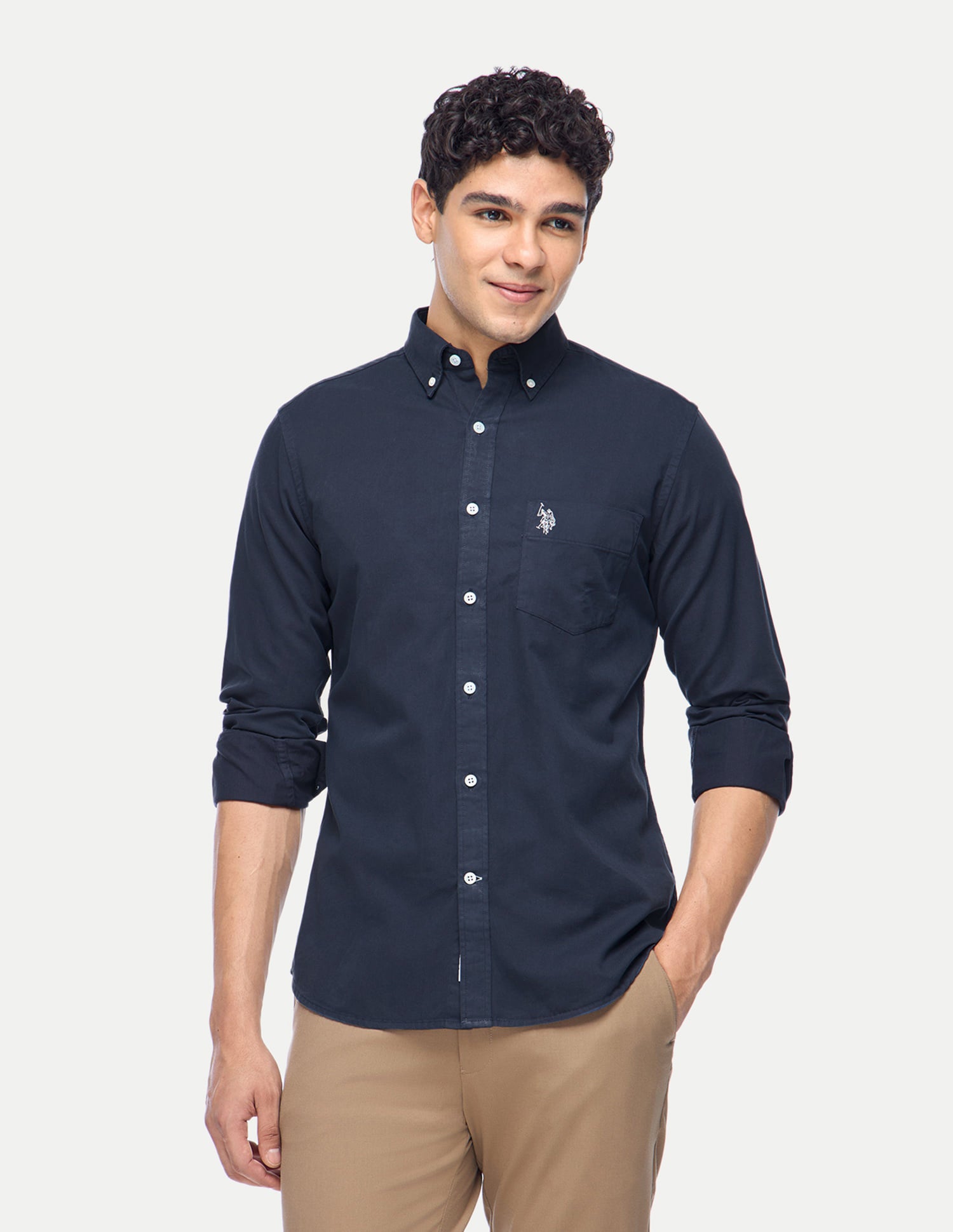 Tailored Fit Cotton Shirt Navy - U.S. Polo Assn. India | Large