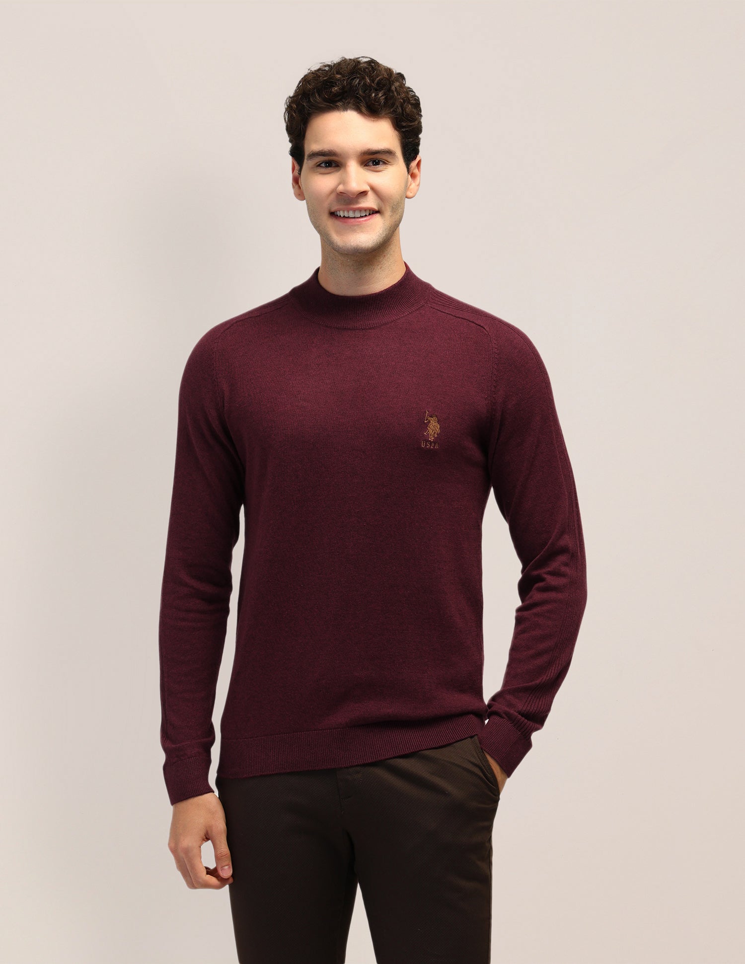 Solid Regular Fit Sweater Red - U.S. Polo Assn. India | Large