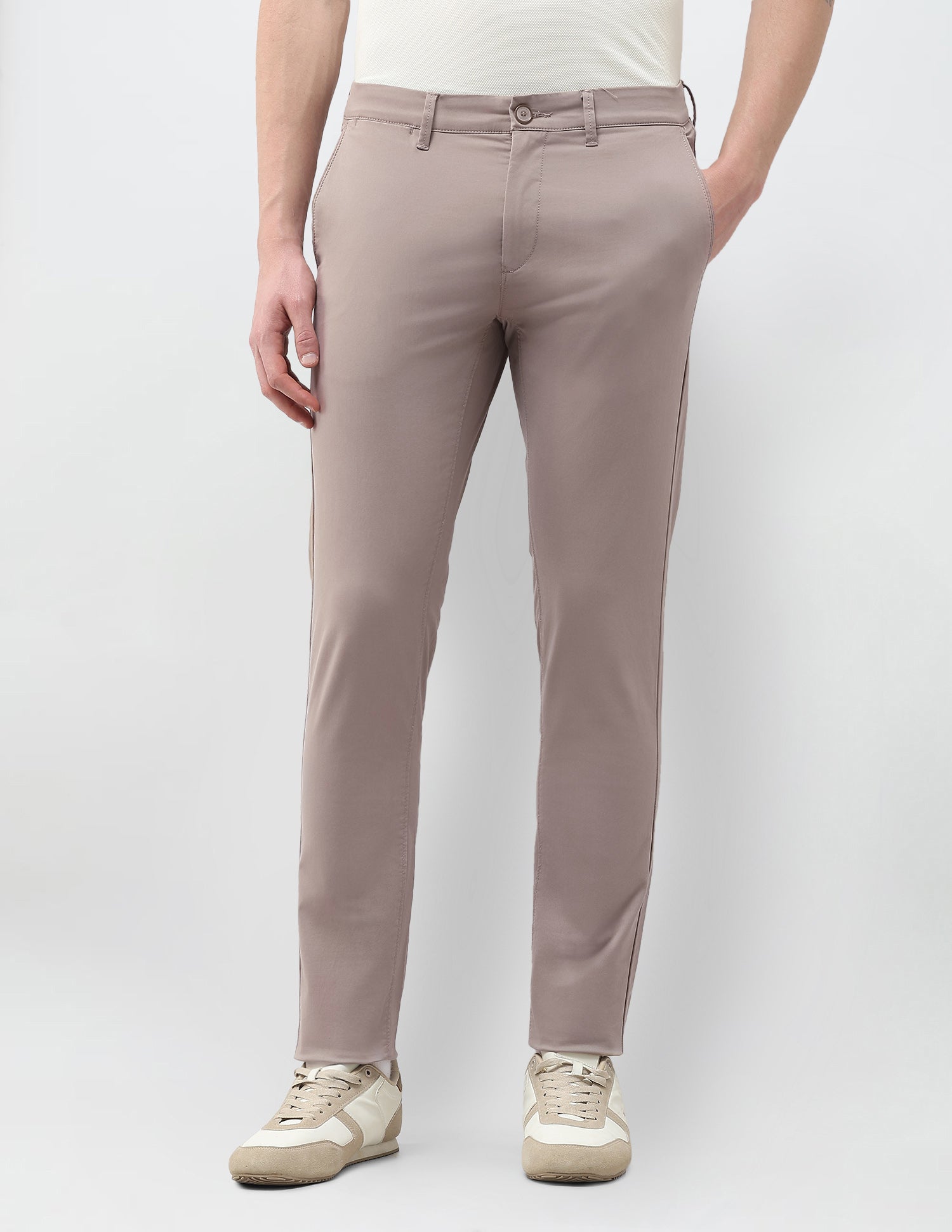 Austin Slim Fit Satin Trousers Taupe Grey - U.S. Polo Assn. India | Large