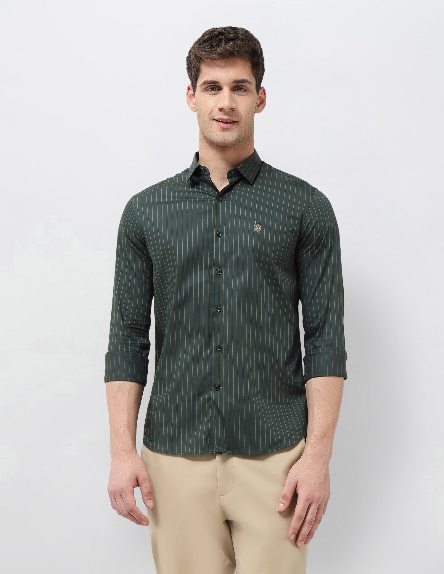 Twill Tailored Fit Shirt Olive - U.S. POLO ASSN. | Large