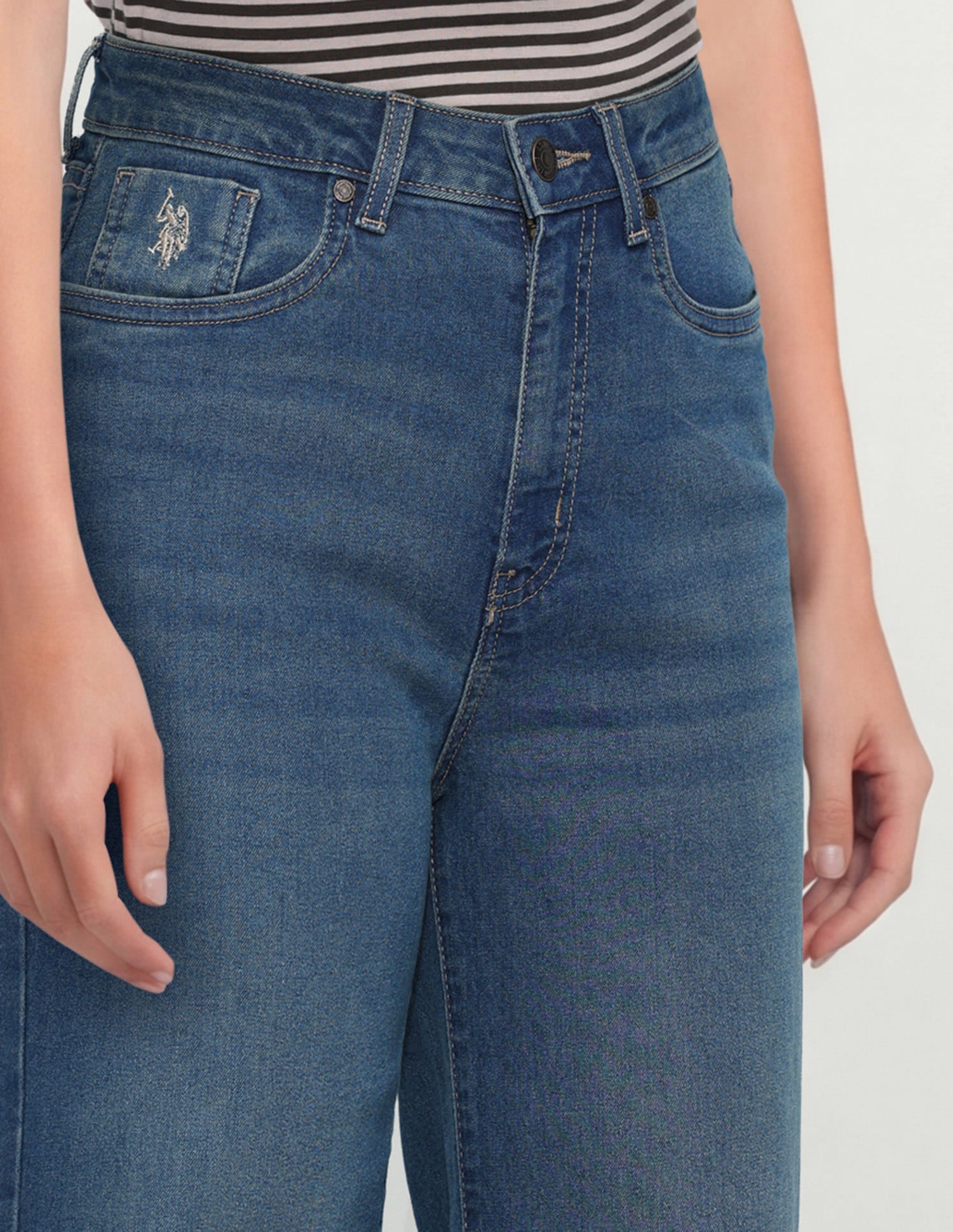 High Rise Wide Leg Fit Jeans Blue - U.S. Polo Assn. India | Large